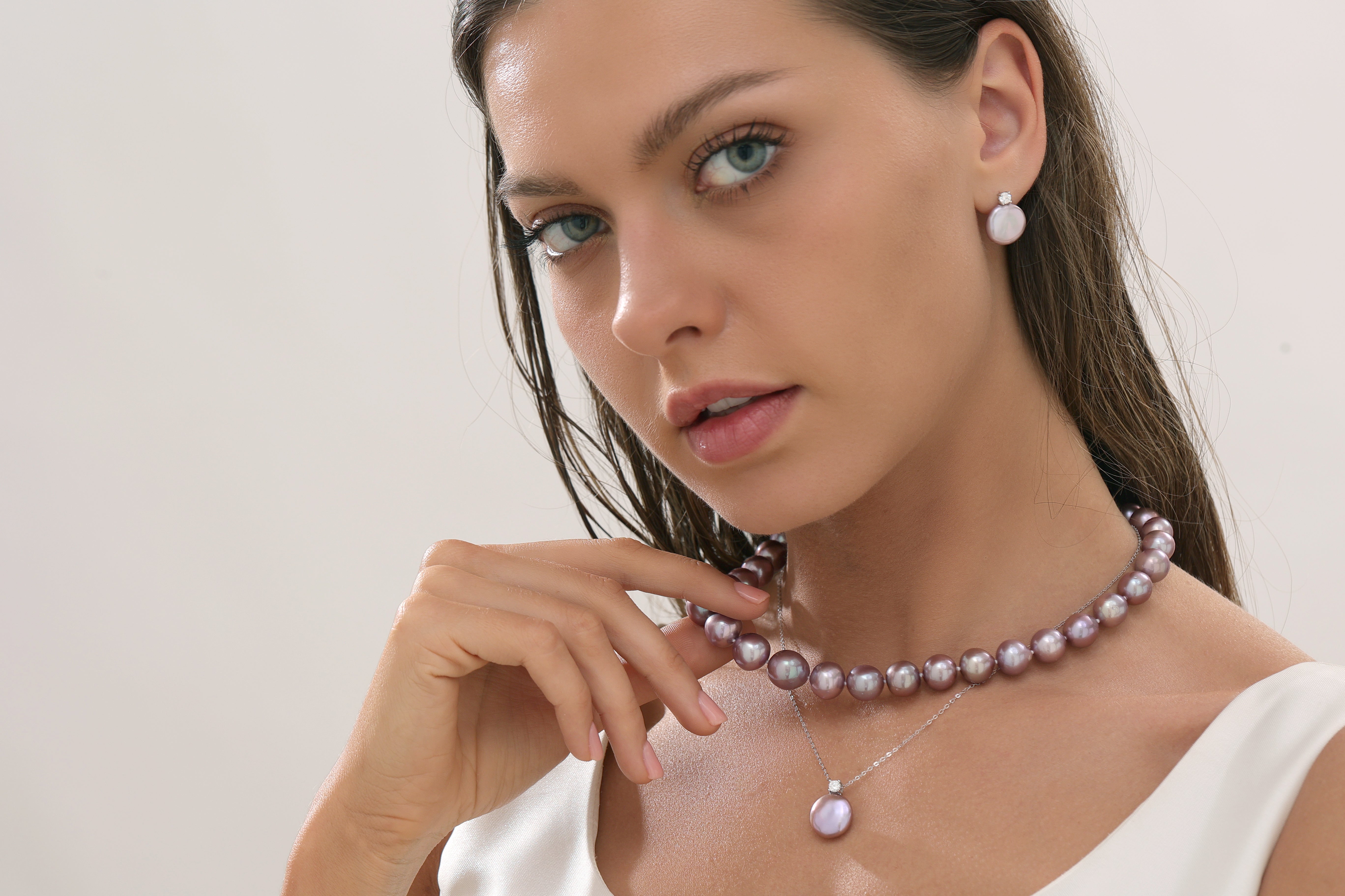 Sasha Purple Coin Baroque Pearl Pendant Necklace