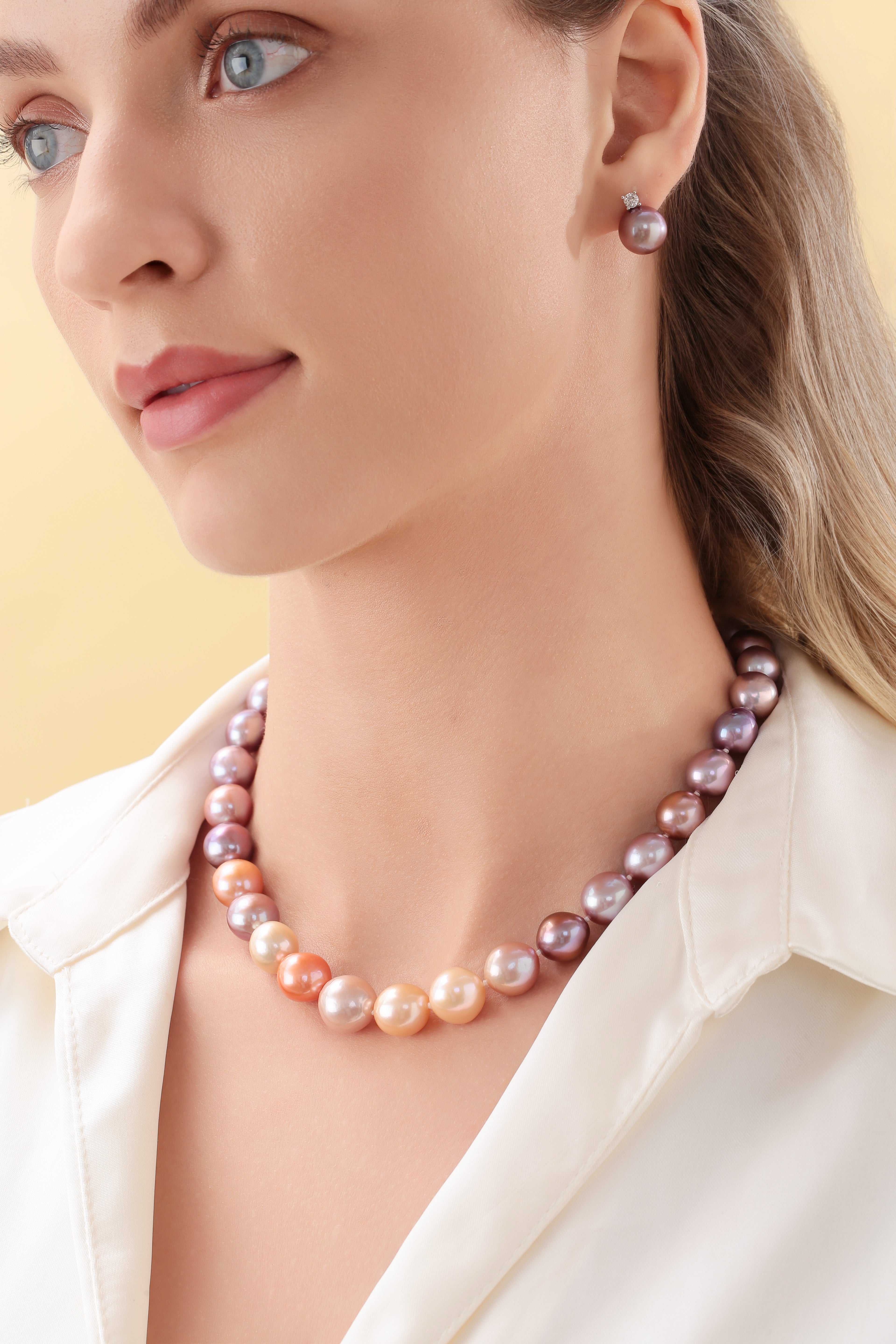 11-14mm Multicolor Freshwater Pearl Strand Necklace