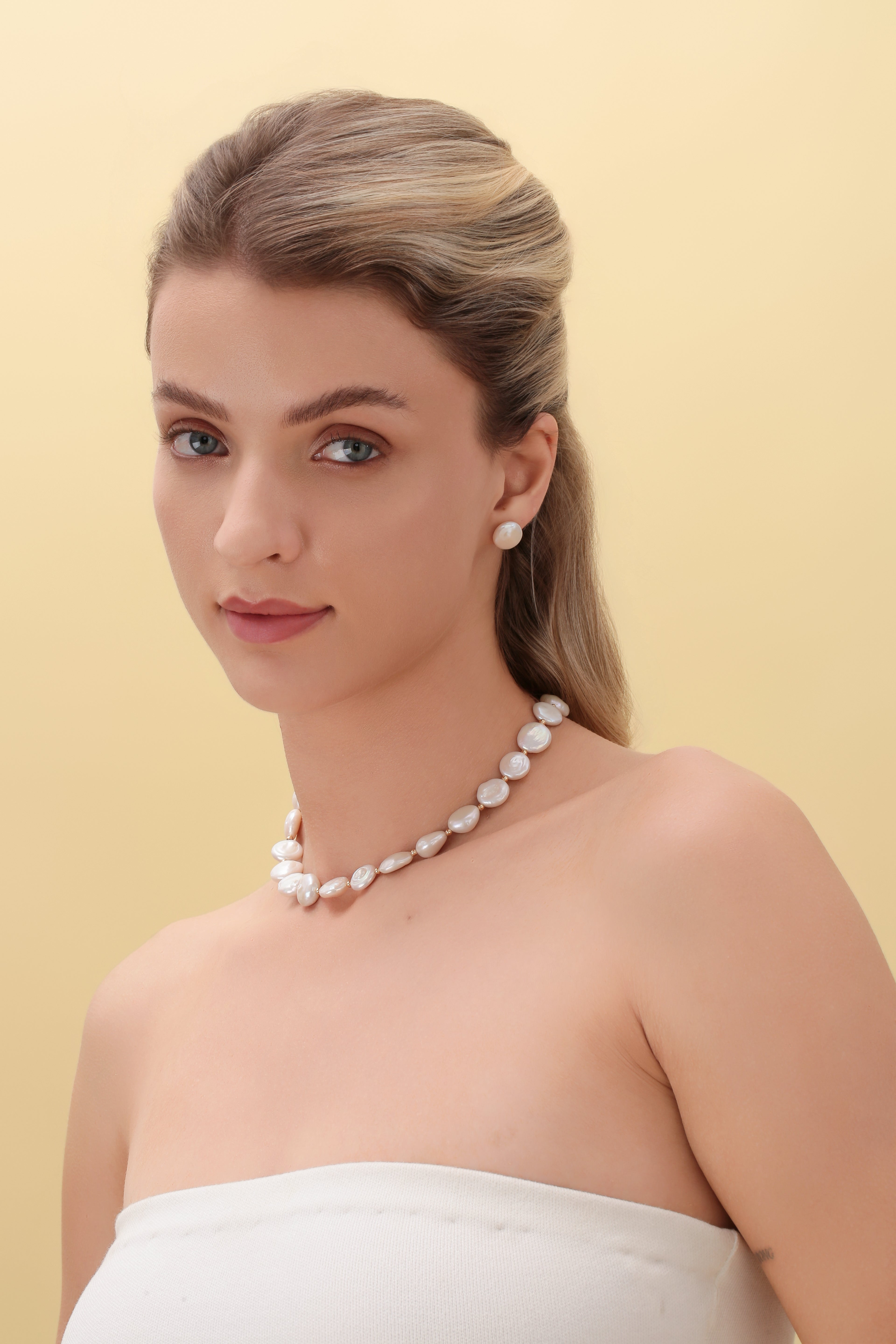 Coin Pearl Necklace Bracelet and Earrings (Purchase Individually)