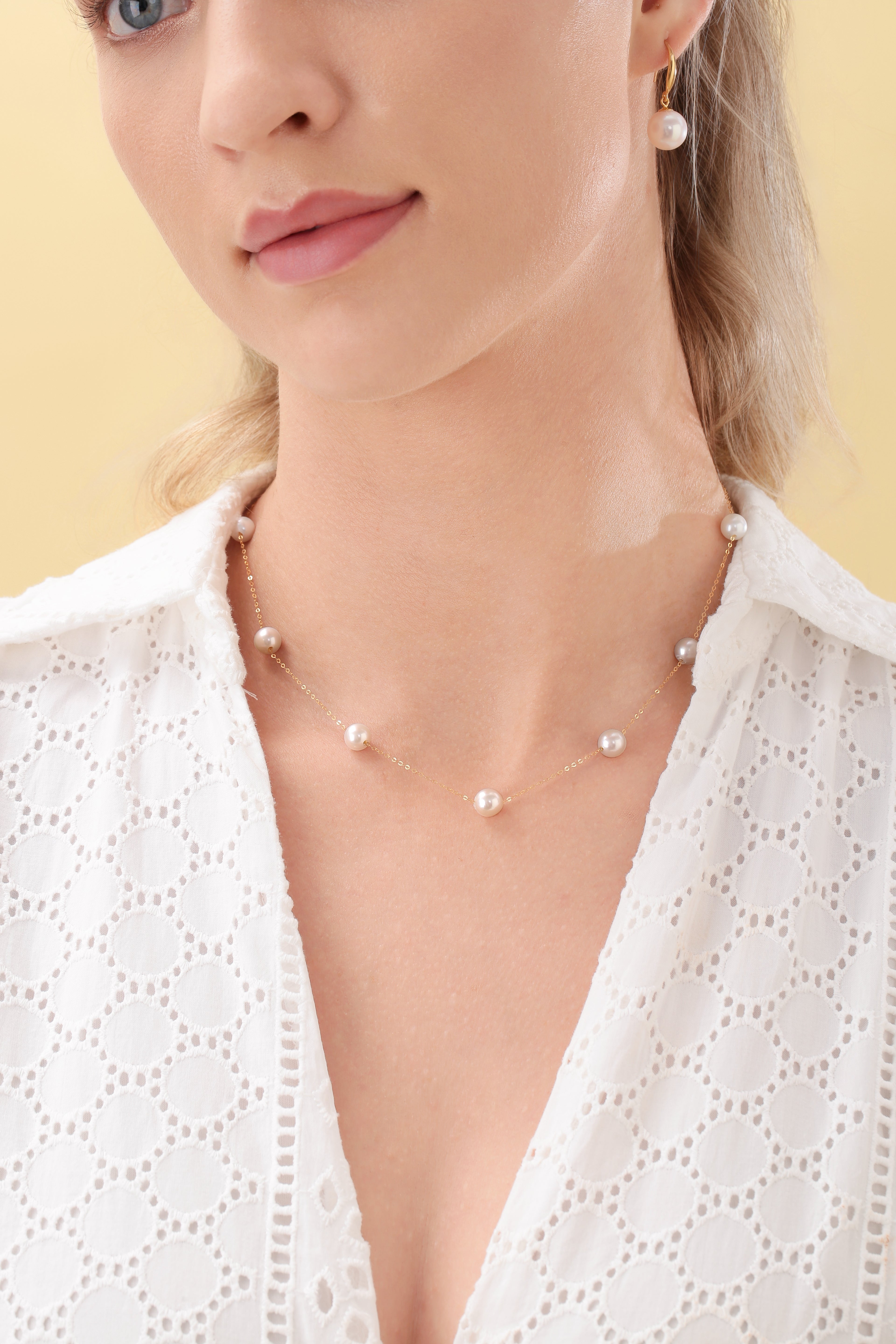 White 7-8mm Chinese Akoya Seven Pearls Tincup Necklace