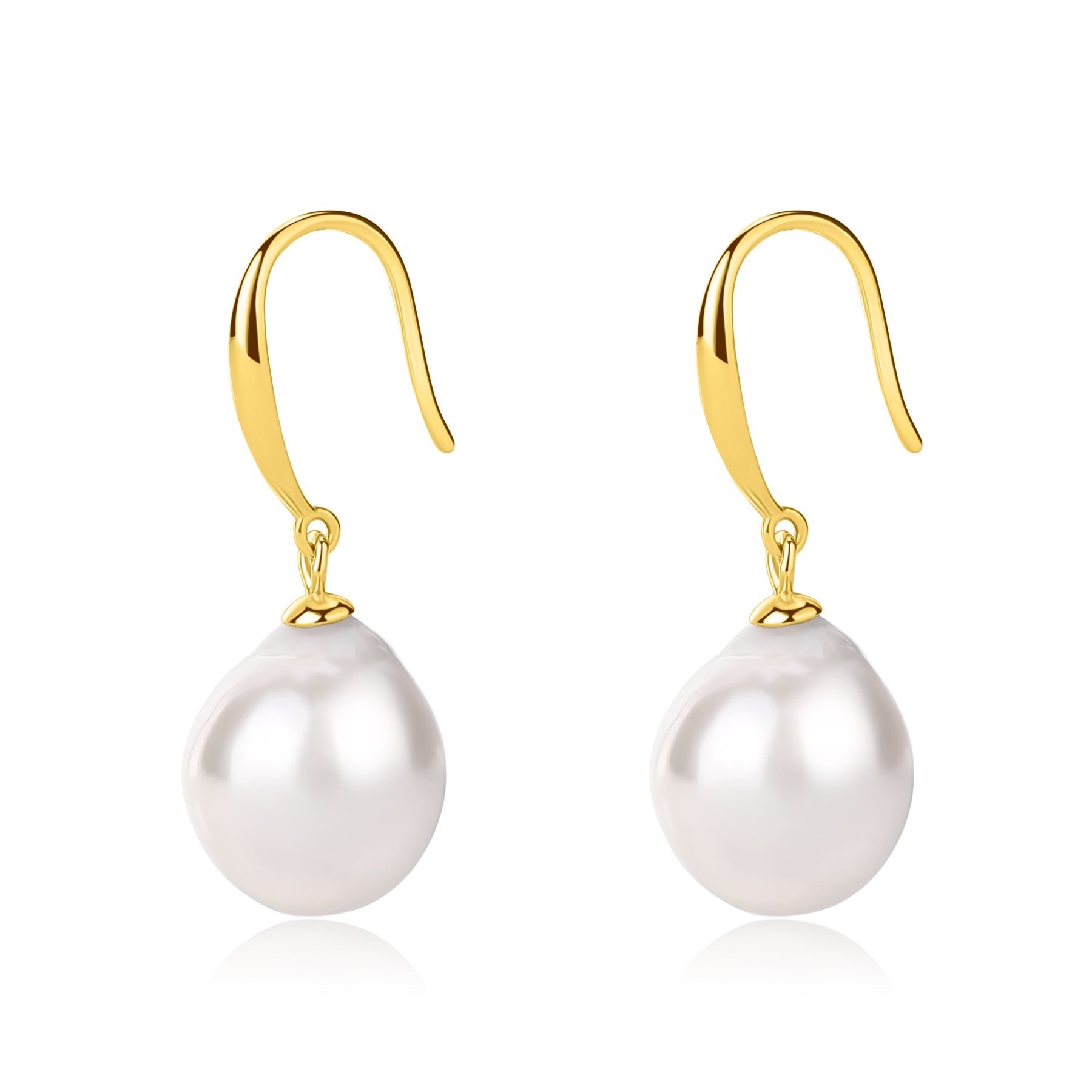 Classic Hook White Baroque Pearl Earrings