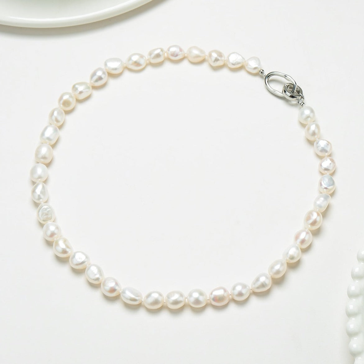 9-10mm White Baroque Pearl Necklace