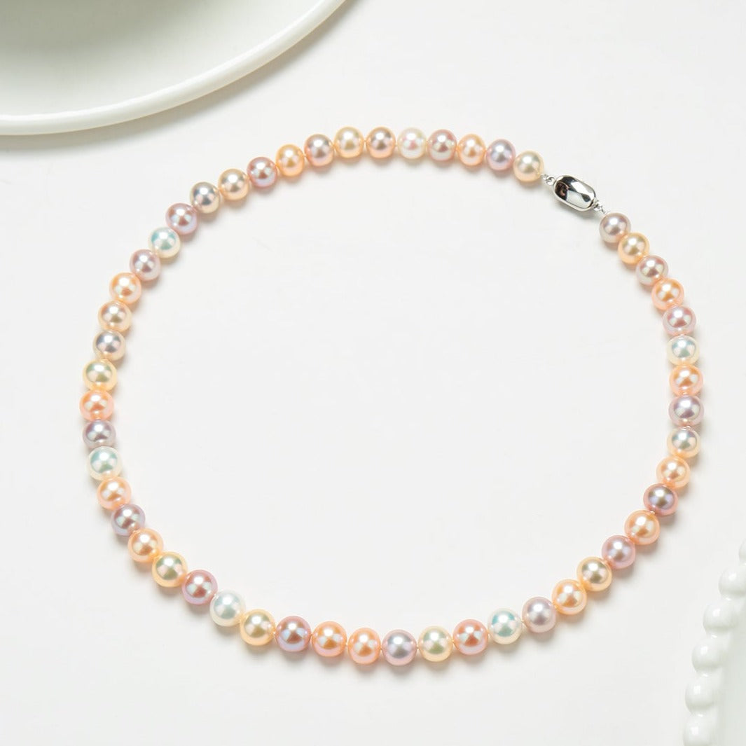 8-9mm Multicolor Freshwater Pearl Strand Necklace AAAA Grade