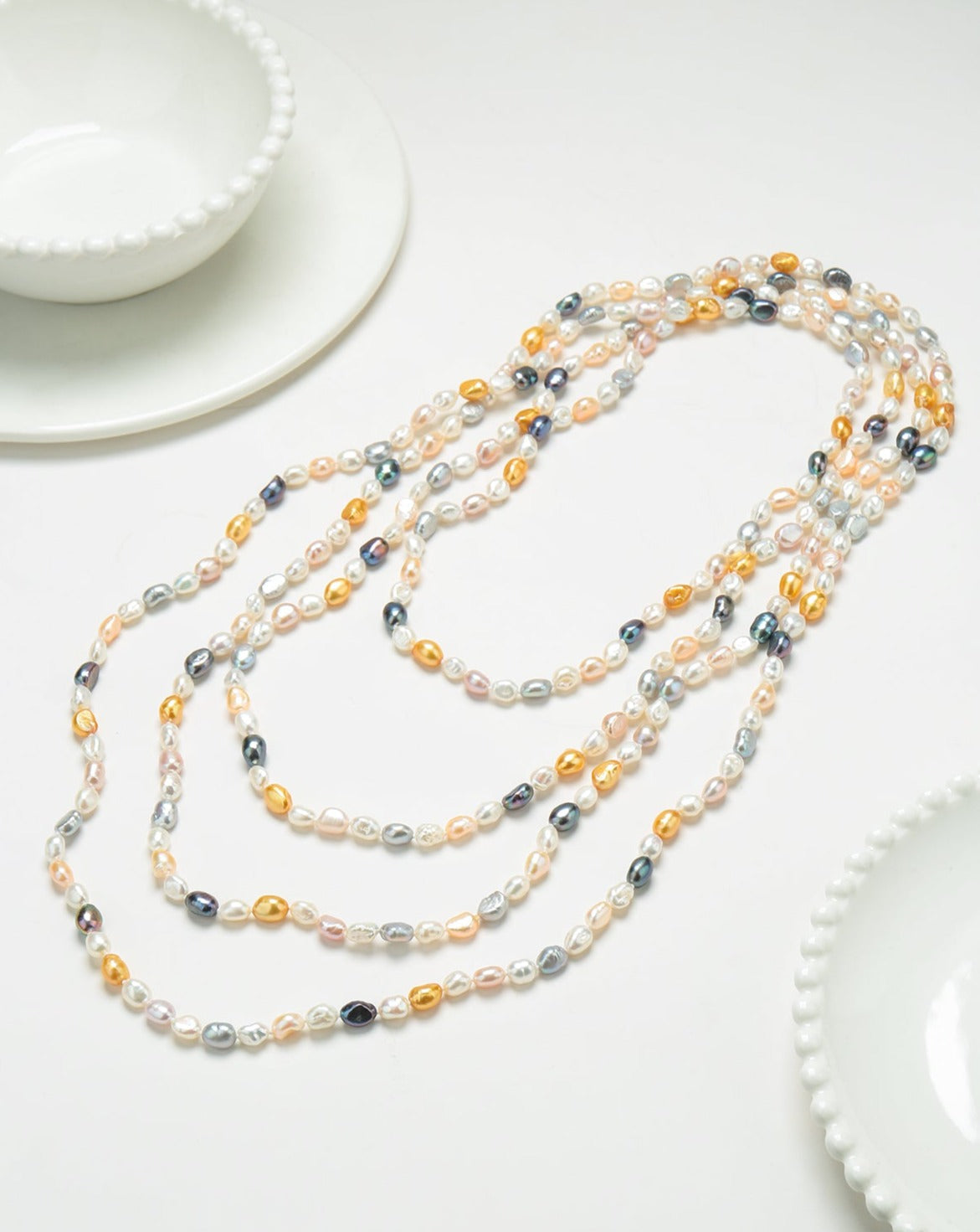 68-inch Length Multicolor Keshi Pearl Long Necklace