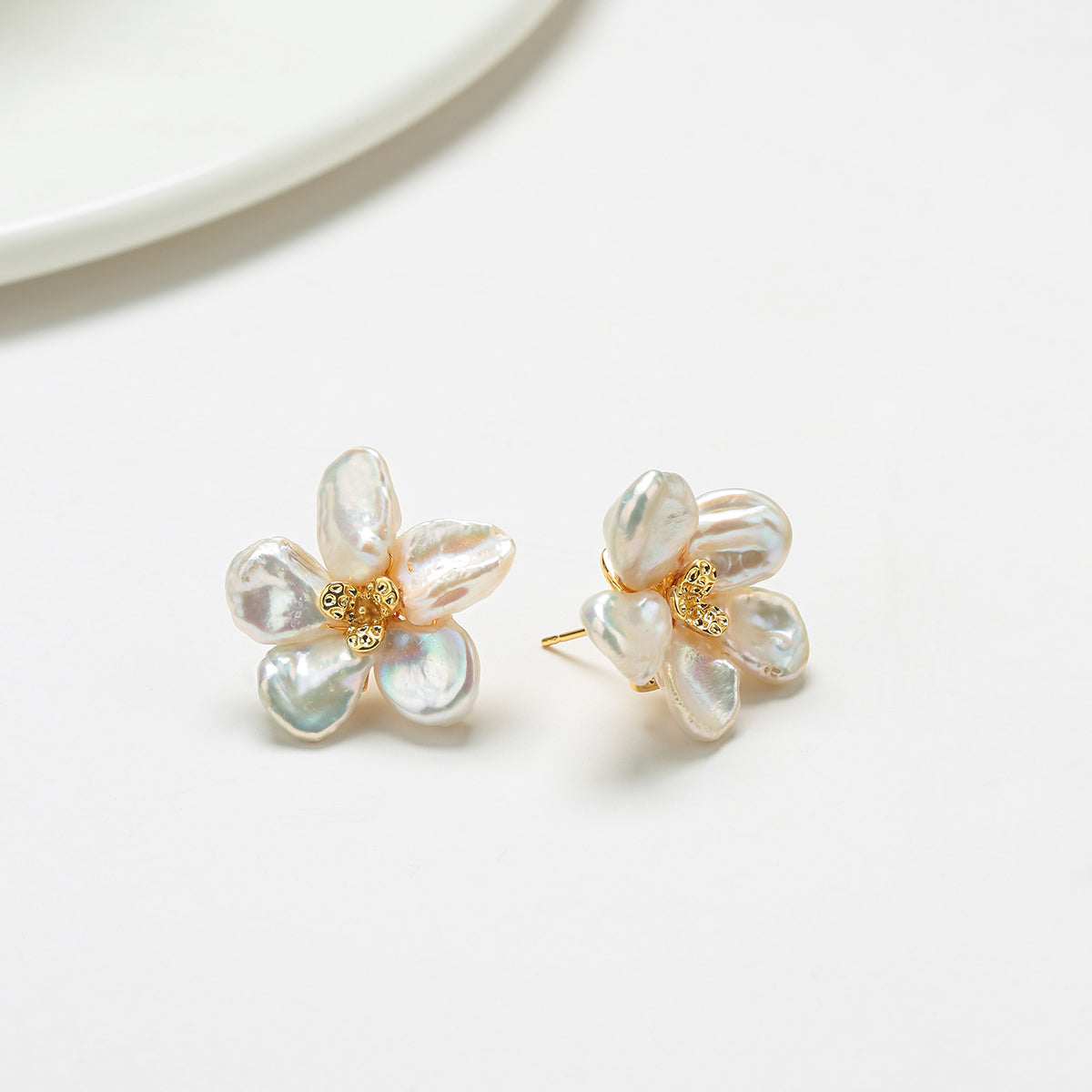 Keshi Pearl Flower Petal Earrings and Ring (Purchase Individually)