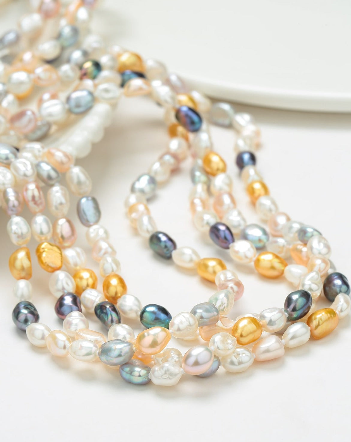 68-inch Length Multicolor Keshi Pearl Long Necklace
