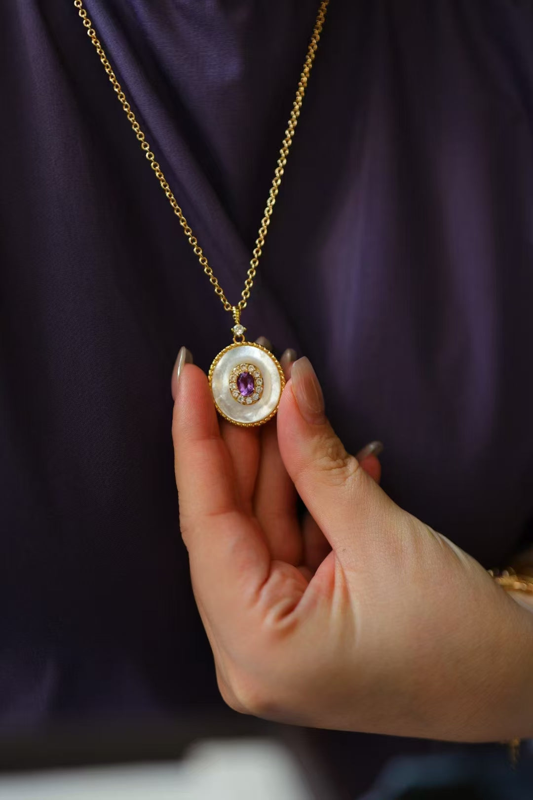 Amethyst Mother of Pearl Pendant