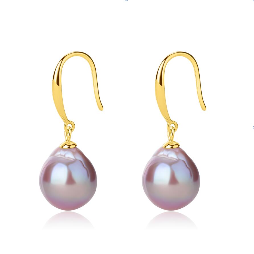 Classic Hook Purple Baroque Pearl Earrings