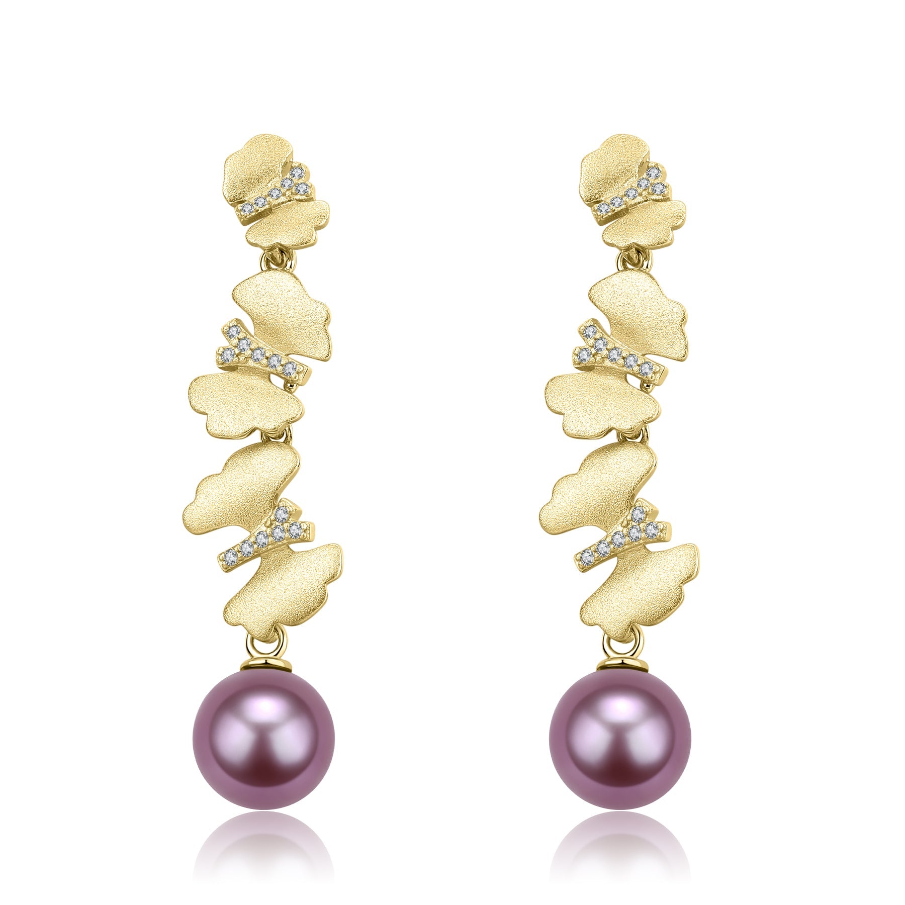 11-12mm Freshwater Pearl & Dancing Butterfly Earrings