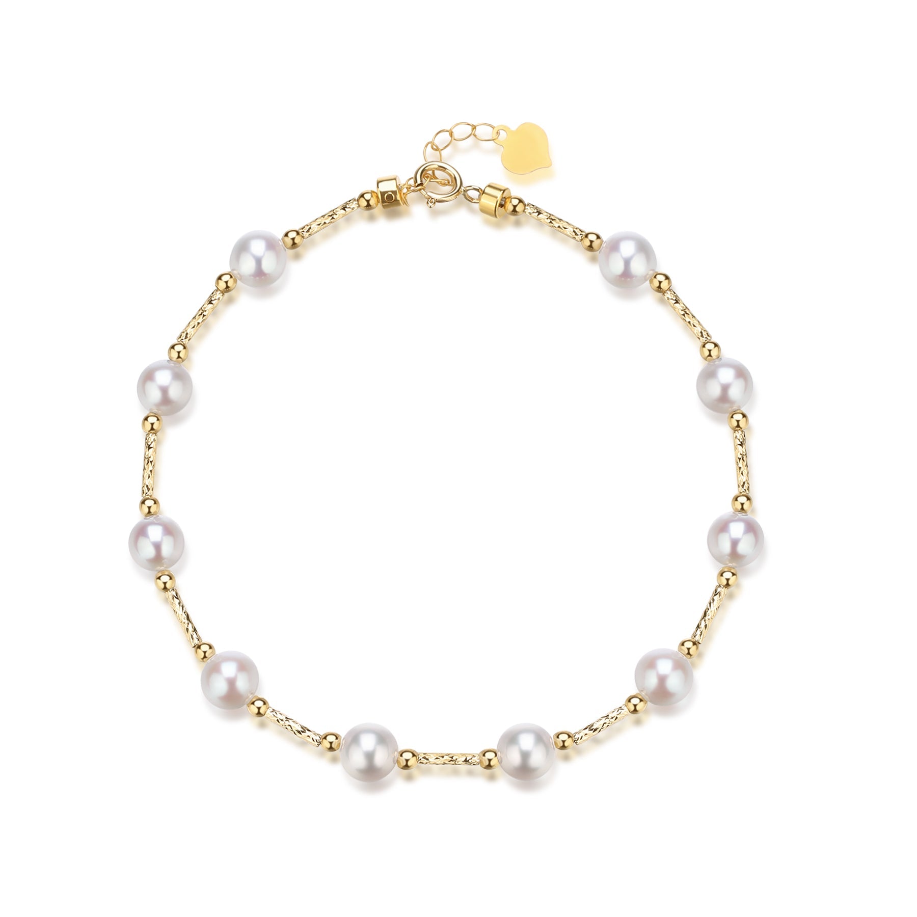 6-7mm Freshwater Pearl Tincup Bracelet 18K Gold