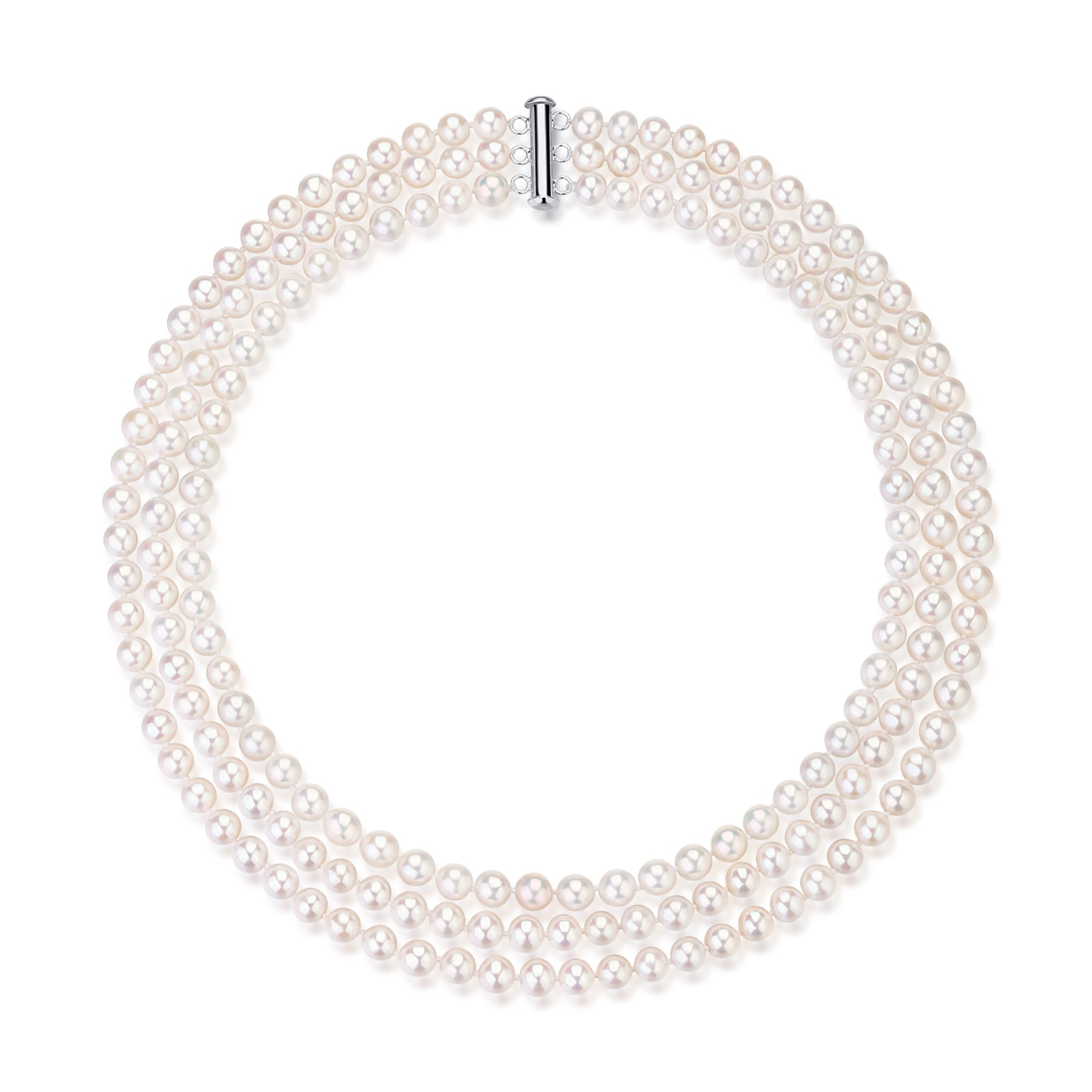 6-7mm Triple Strand Freshwater Pearls Bracelet Necklace Set(Purchase Individually)