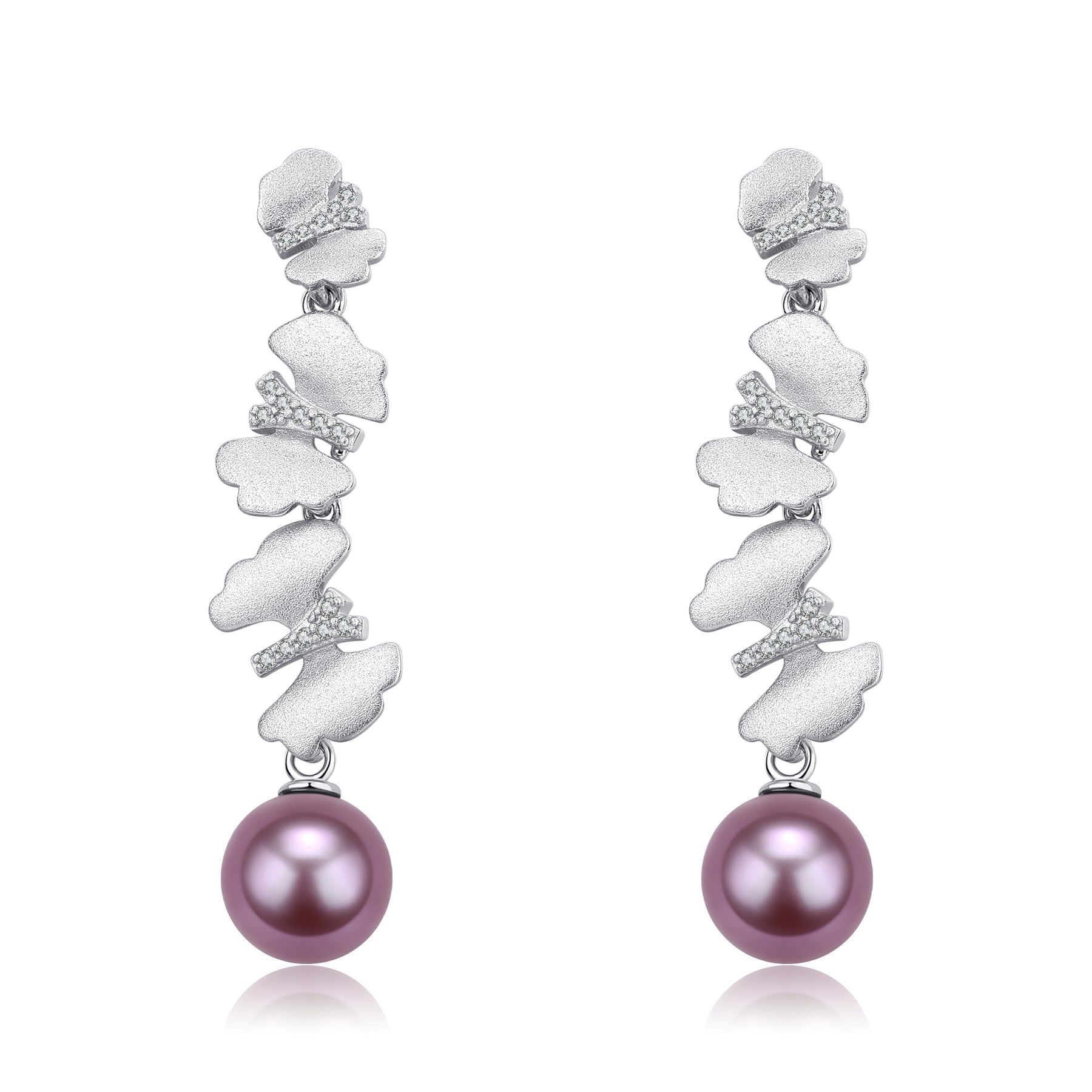 11-12mm Freshwater Pearl & Dancing Butterfly Earrings