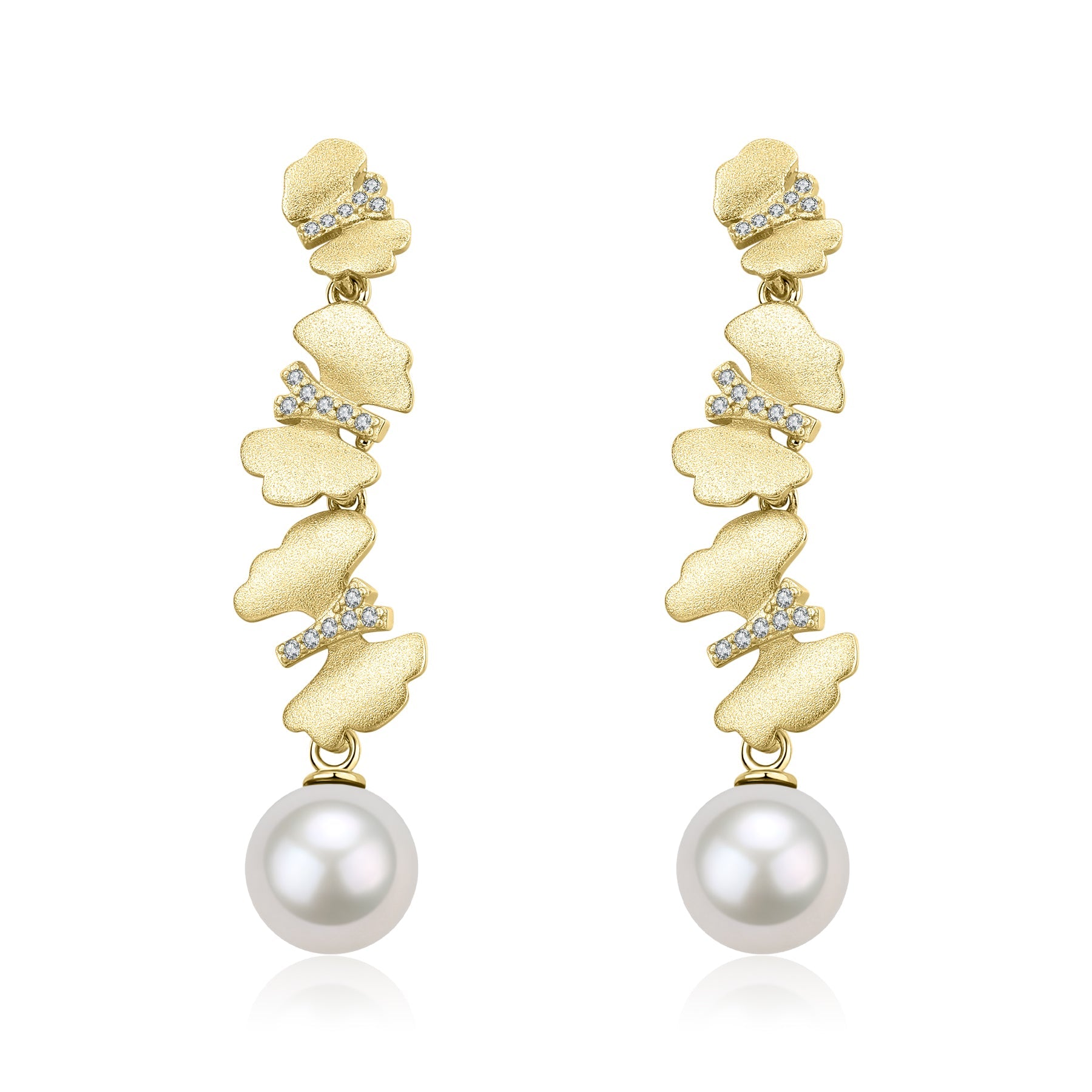 11-12mm Freshwater Pearl & Dancing Butterfly Earrings