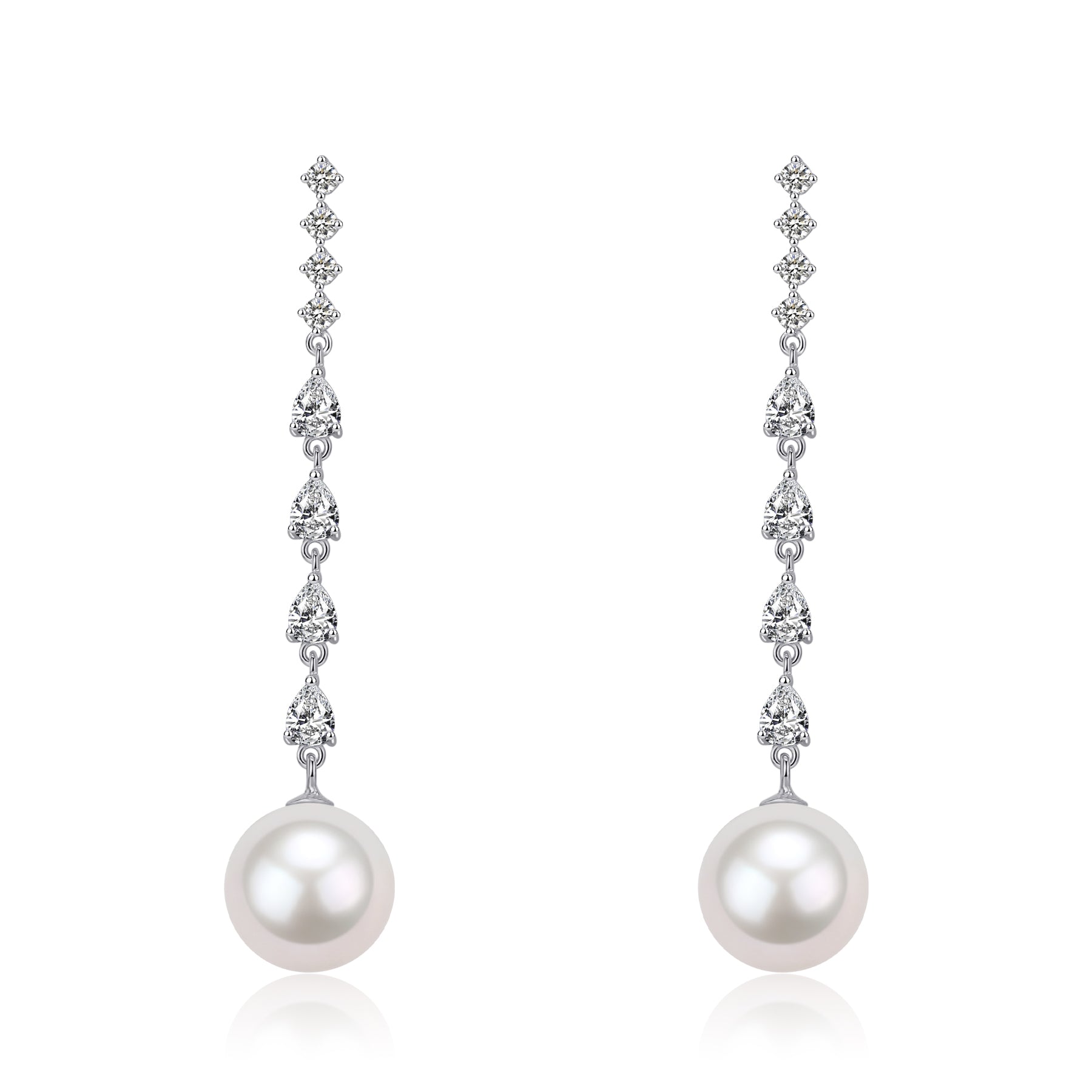10-11mm Freshwater Pearl & Sparkling Long Freshwater Pearl Earrings