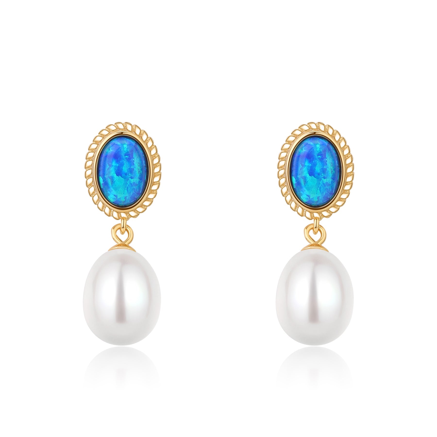 8-9mm Opal &  Freshwater Drop Pearl Earrings