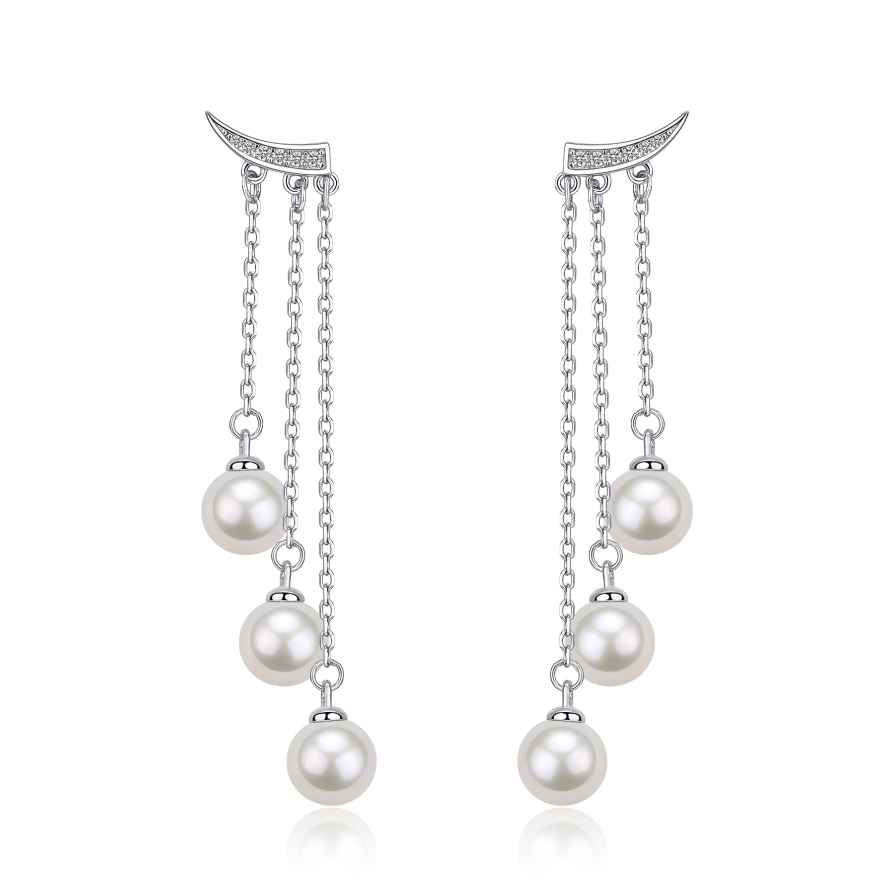 6-7mm Freshwater Pearl & Dynamic Triple Drop Earrings