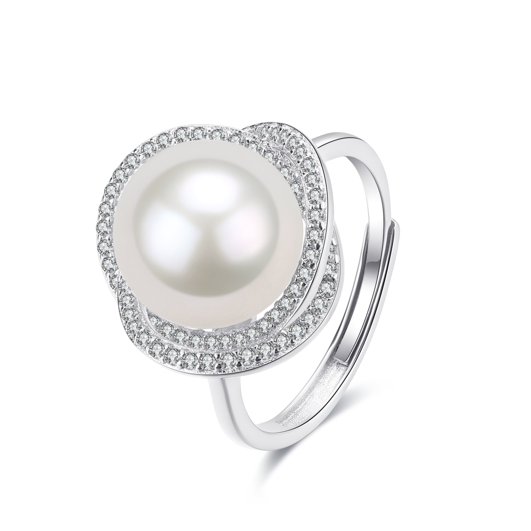 11-12mm Freshwater Pearl & Rose Ring