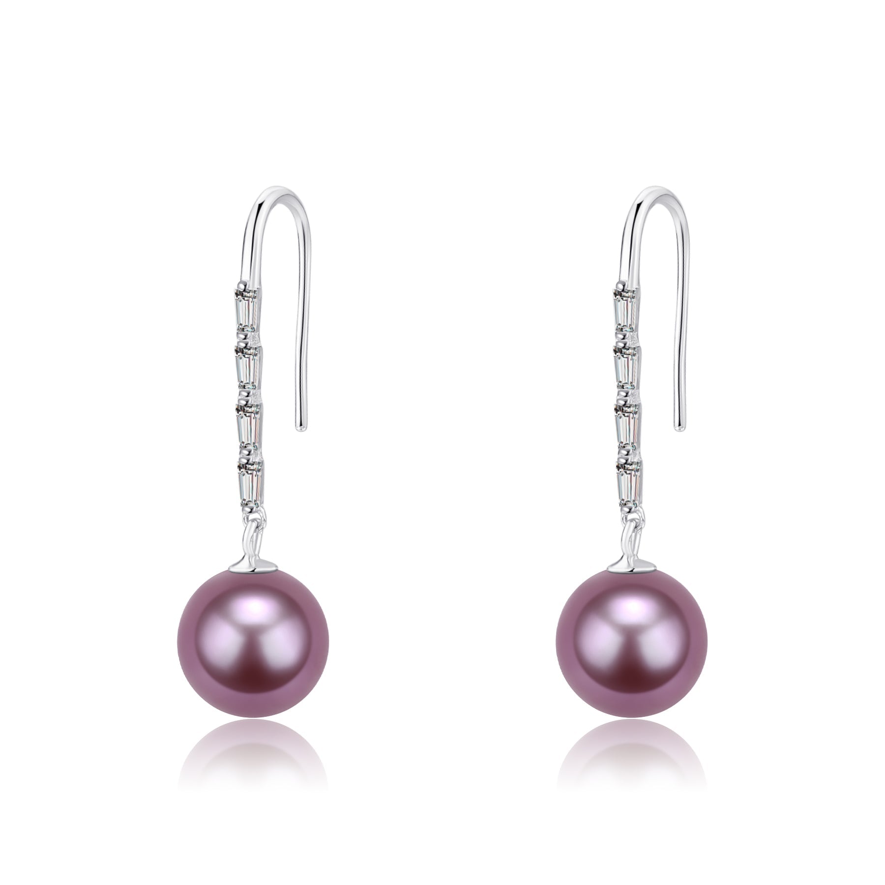 9-10mm Freshwater Pearl Purple Long Drop Earrings