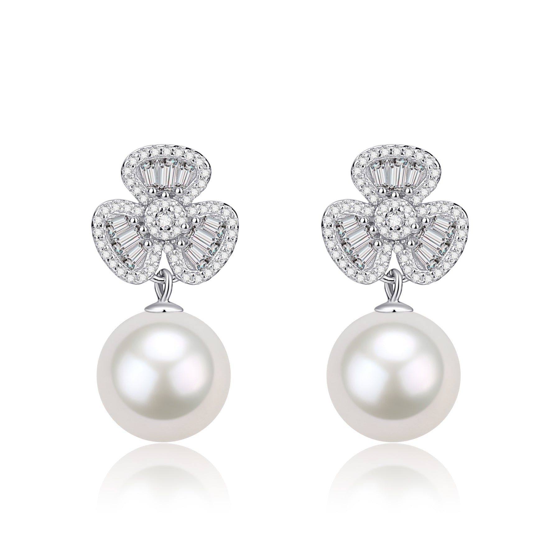 10-11mm Freshwater Pearl & Floral Earrings