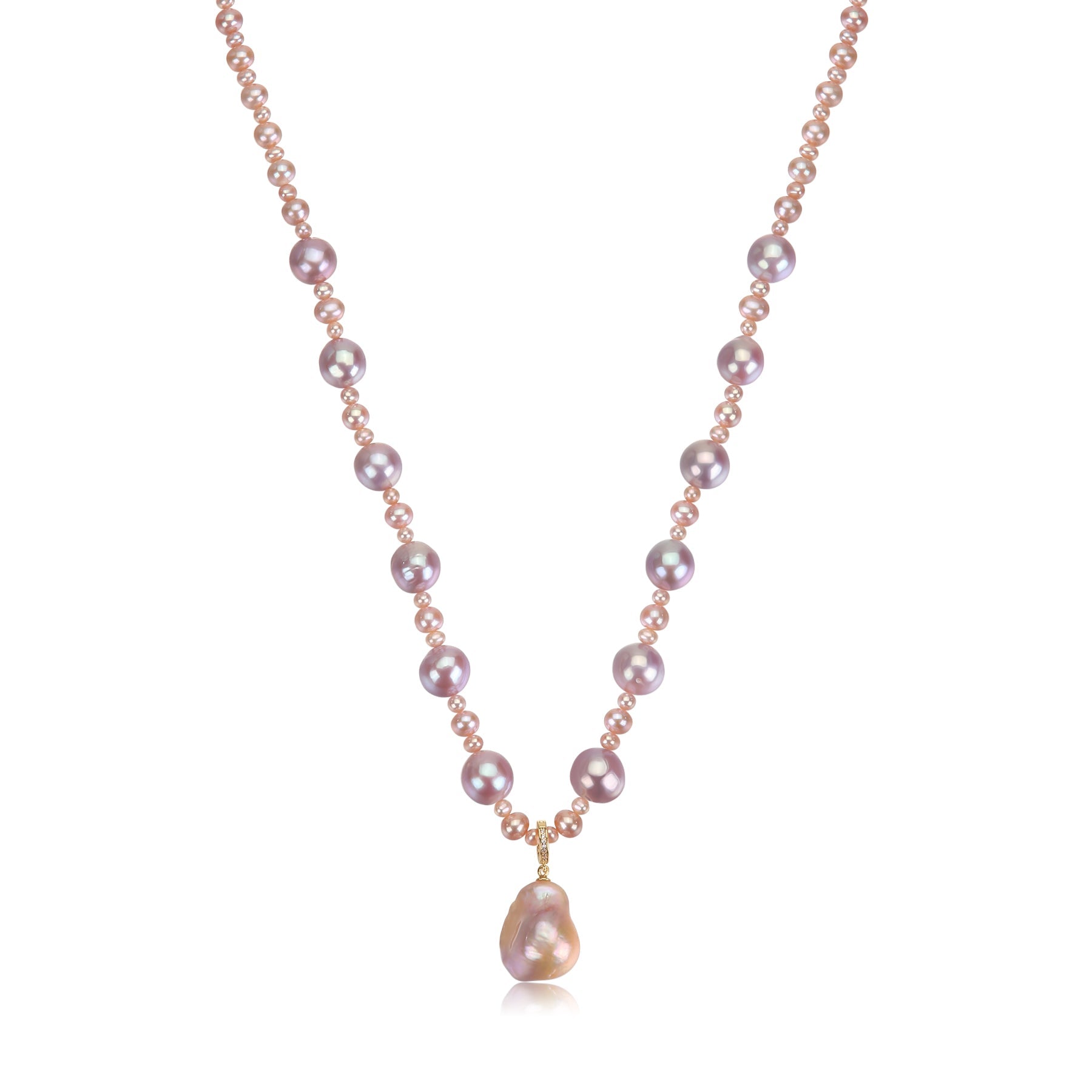 Radiant Pink to Purple Baroque Pearl Necklace
