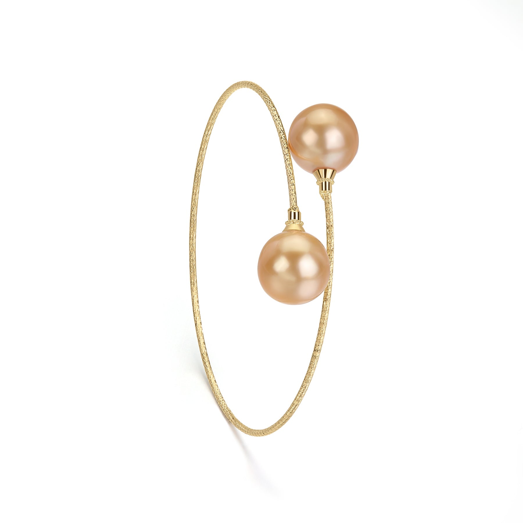 10-11mm Golden South Sea Pearl Bangle Bracelet in 18k Gold
