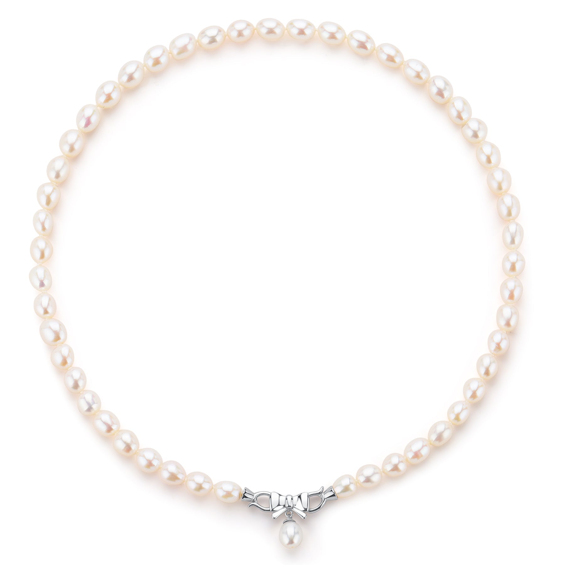 7-8mm Rice Pearl Removable Pendant Necklace