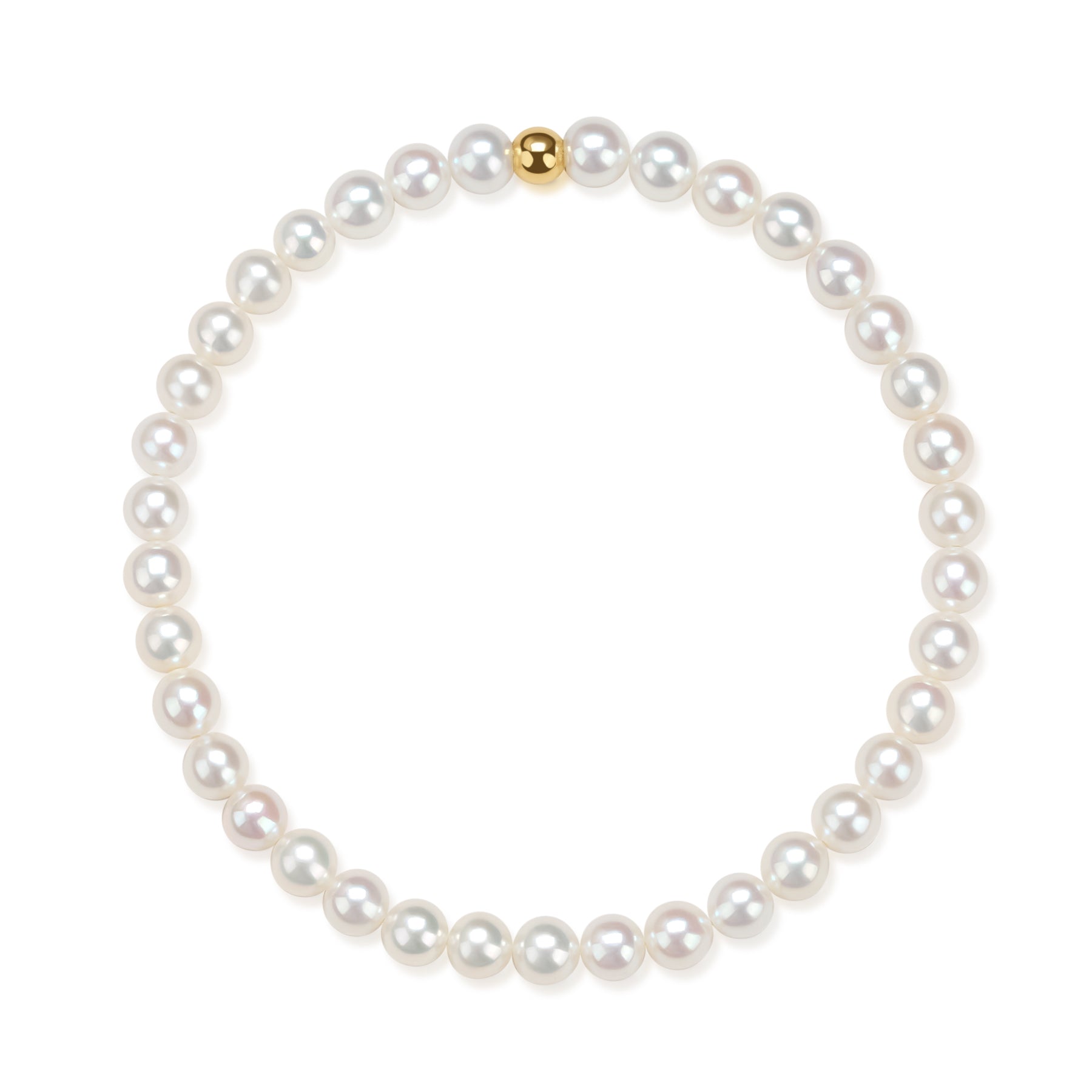 4-5mm Freshwater Pearl Bracelet 18K Gold Ball