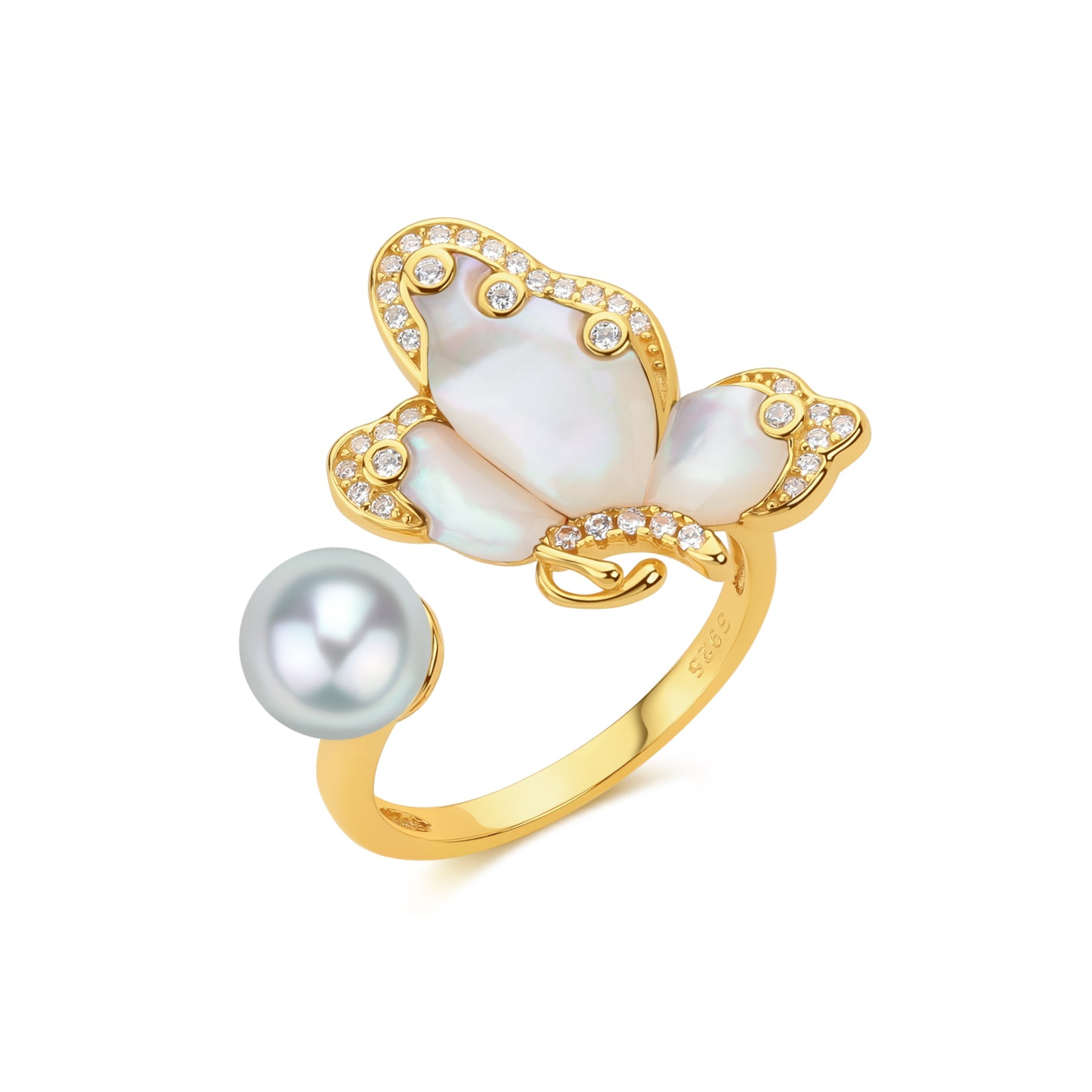 Butterfly Akoya Mother of Pearls Ring
