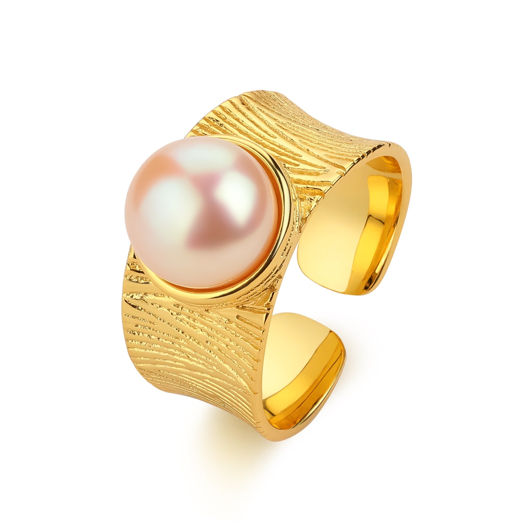 7-8mm Freshwater Pink Pearl Wide Ring