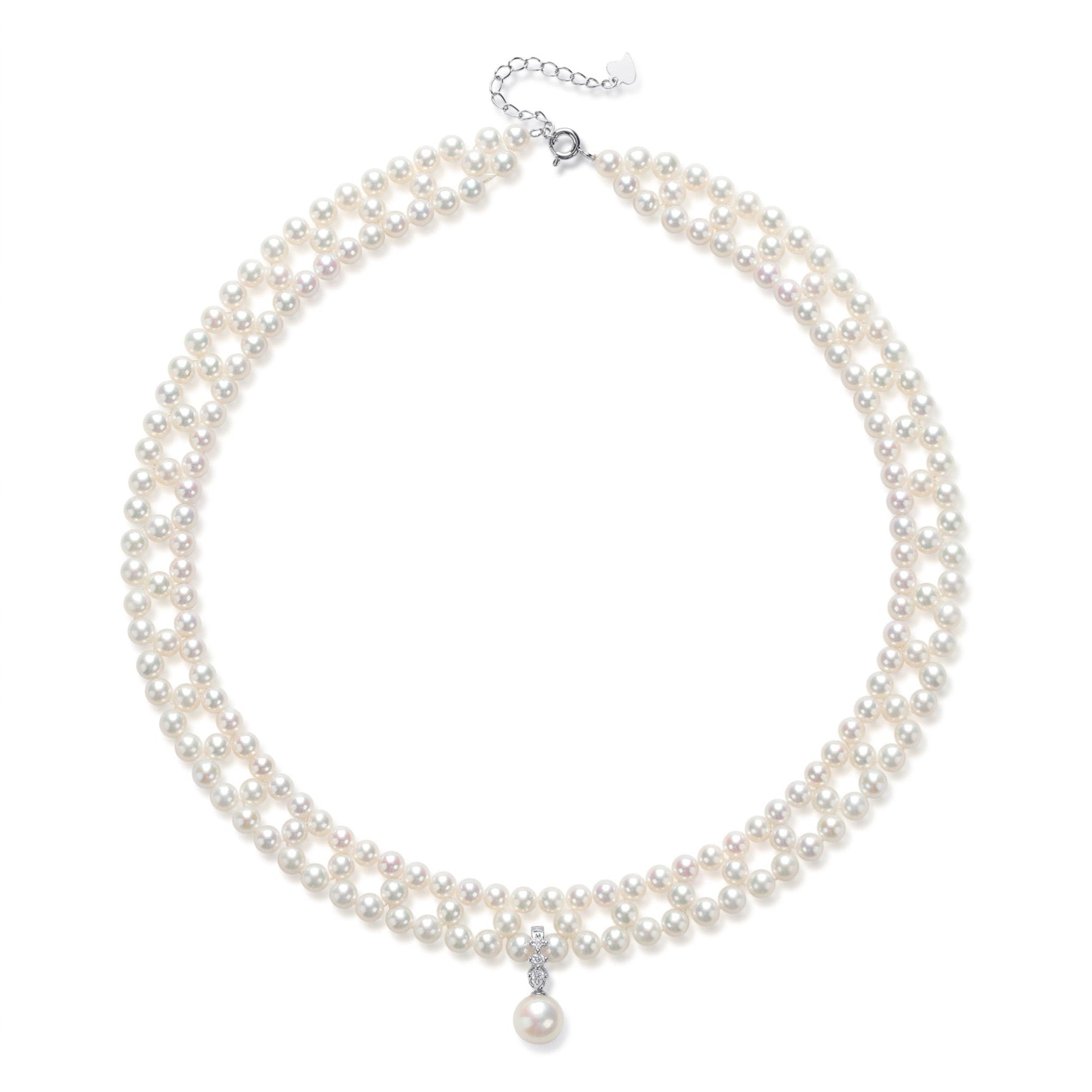 Woven Freshwater Pearl Pendant Strands Necklace