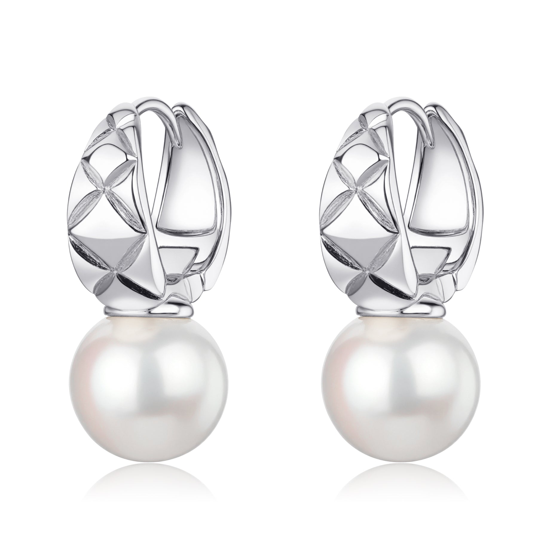 10-11mm Freshwater Pearl Thick Hoop Earrings