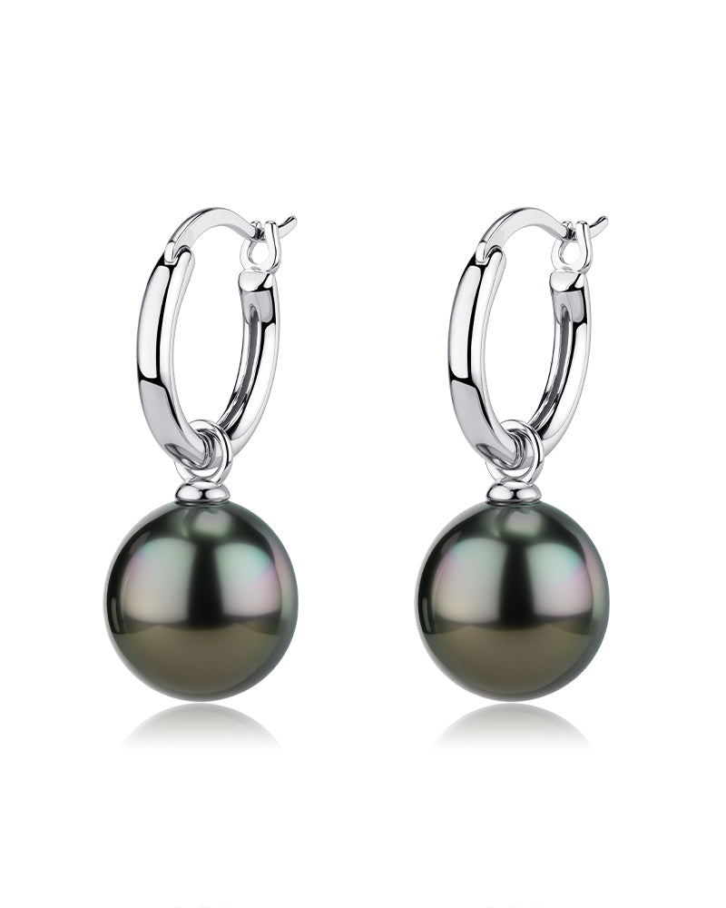 10-11mm Classic Hoop Tahitian Pearl Earrings