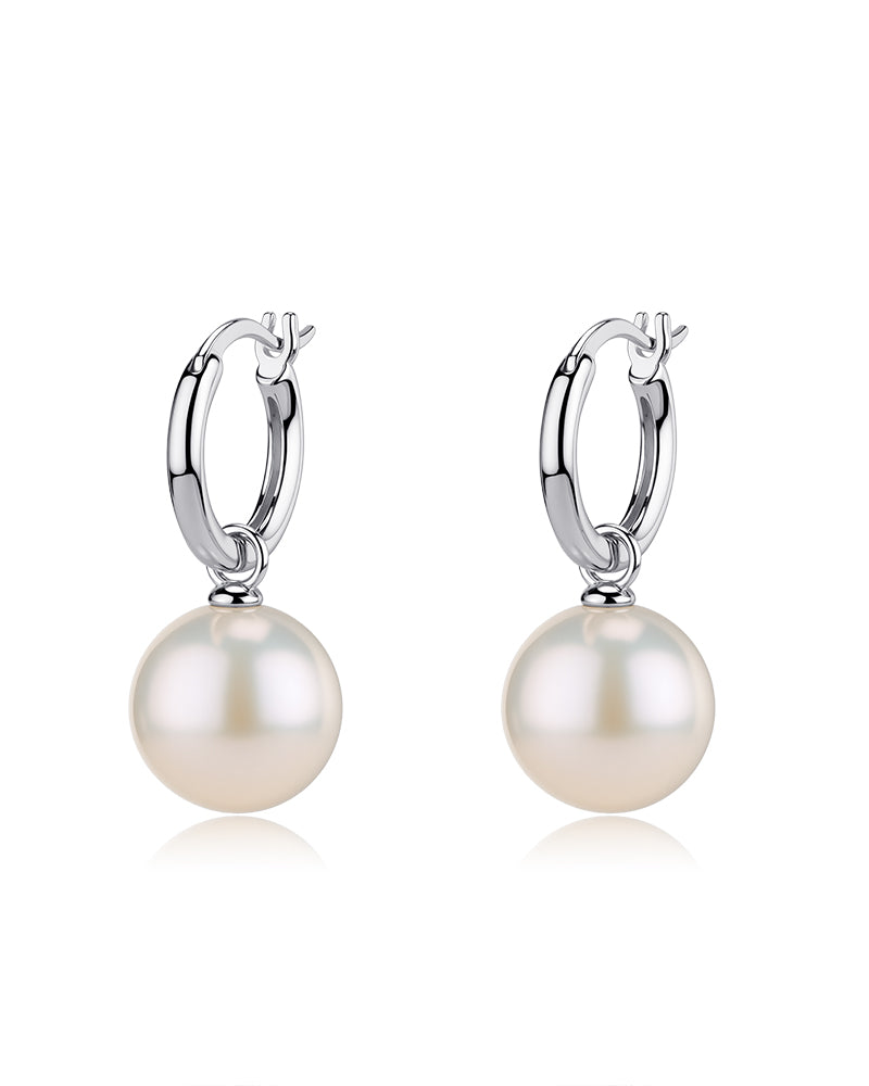 11-12mm Freshwater Pearl & Hoops Earrings