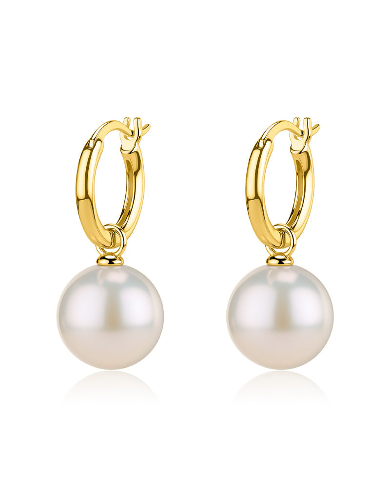 11-12mm Freshwater Pearl & Hoops Earrings