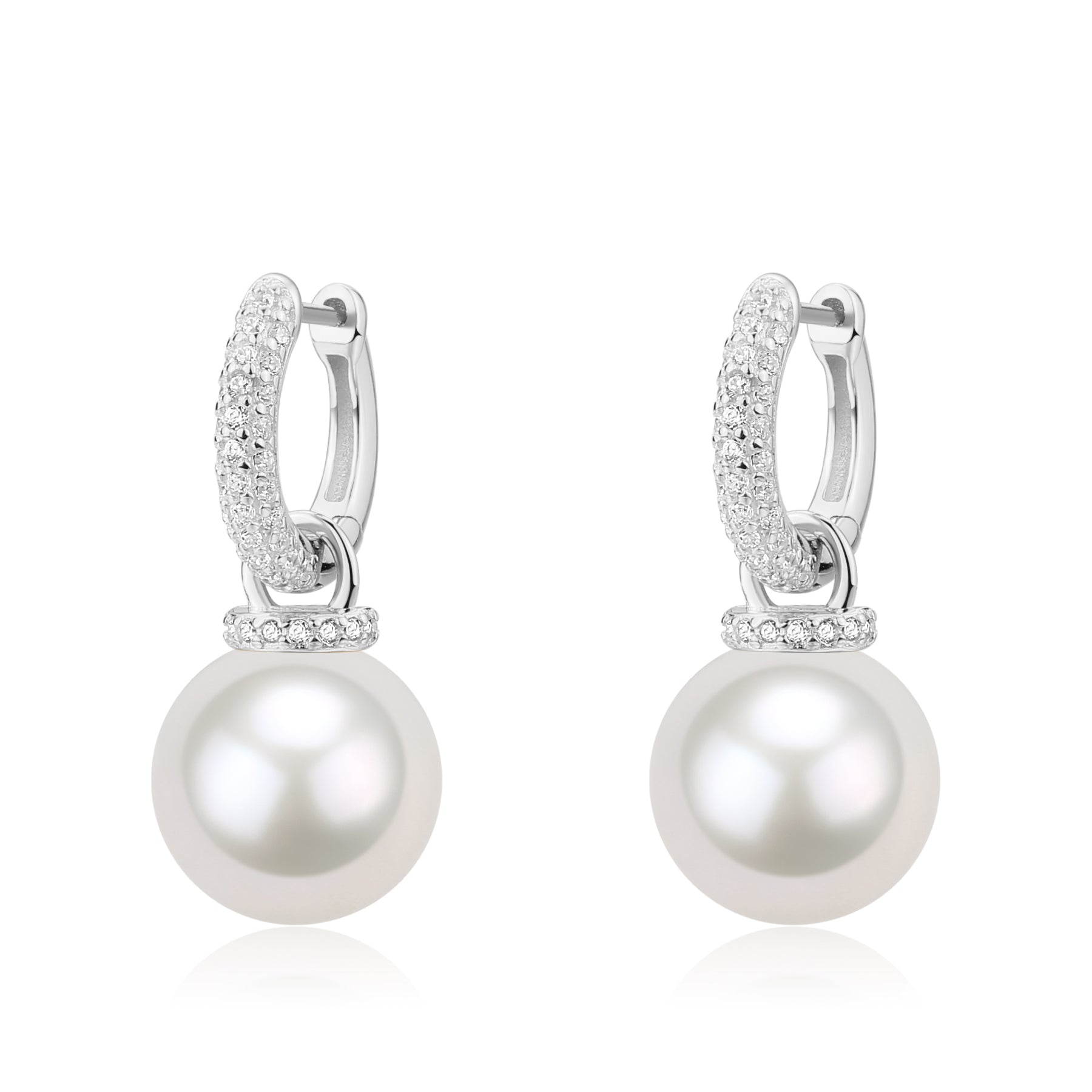 11-12mm Freshwater Pearl & Kate CZ Hoop Earrings