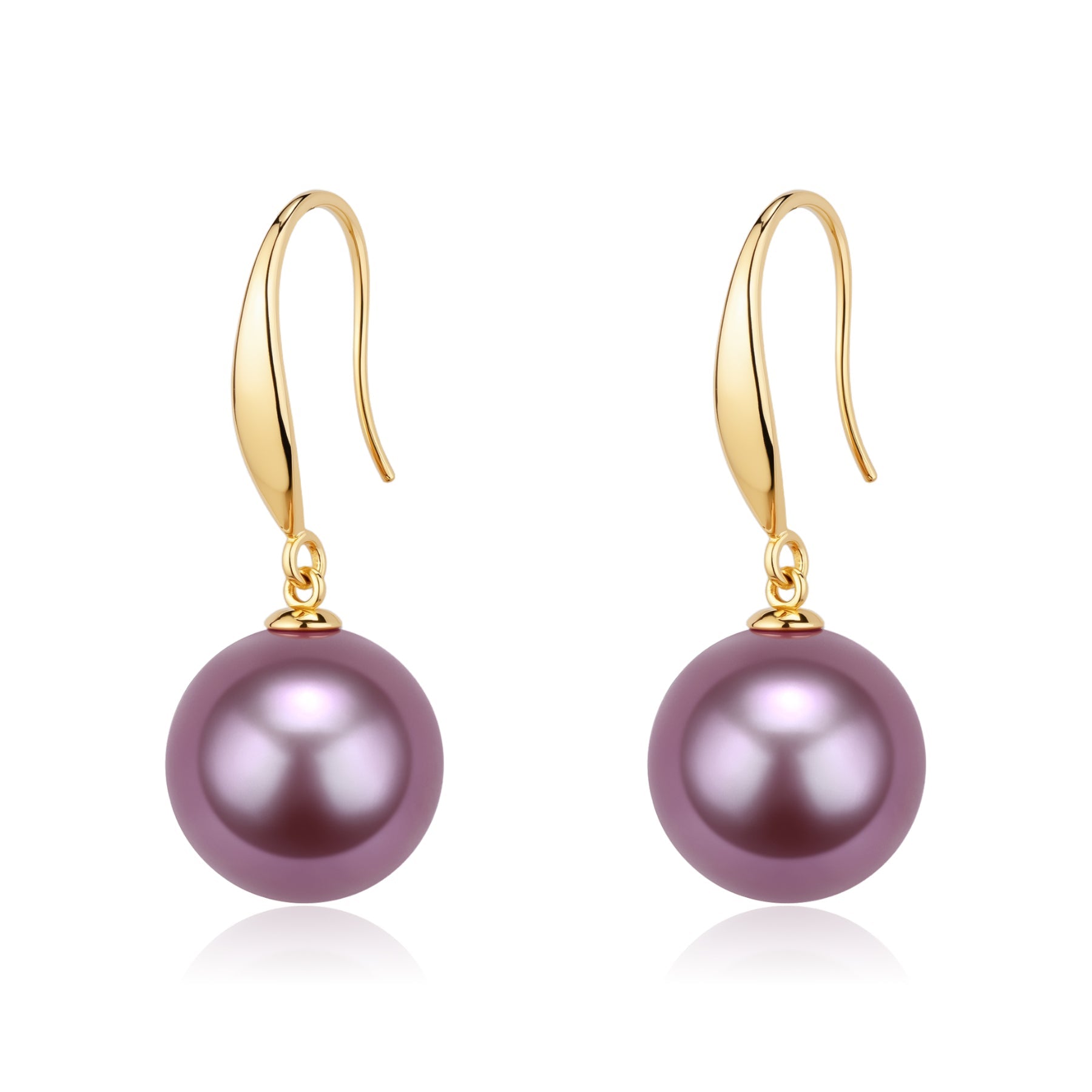 11-12mm Purple Pearl Hook Earrings