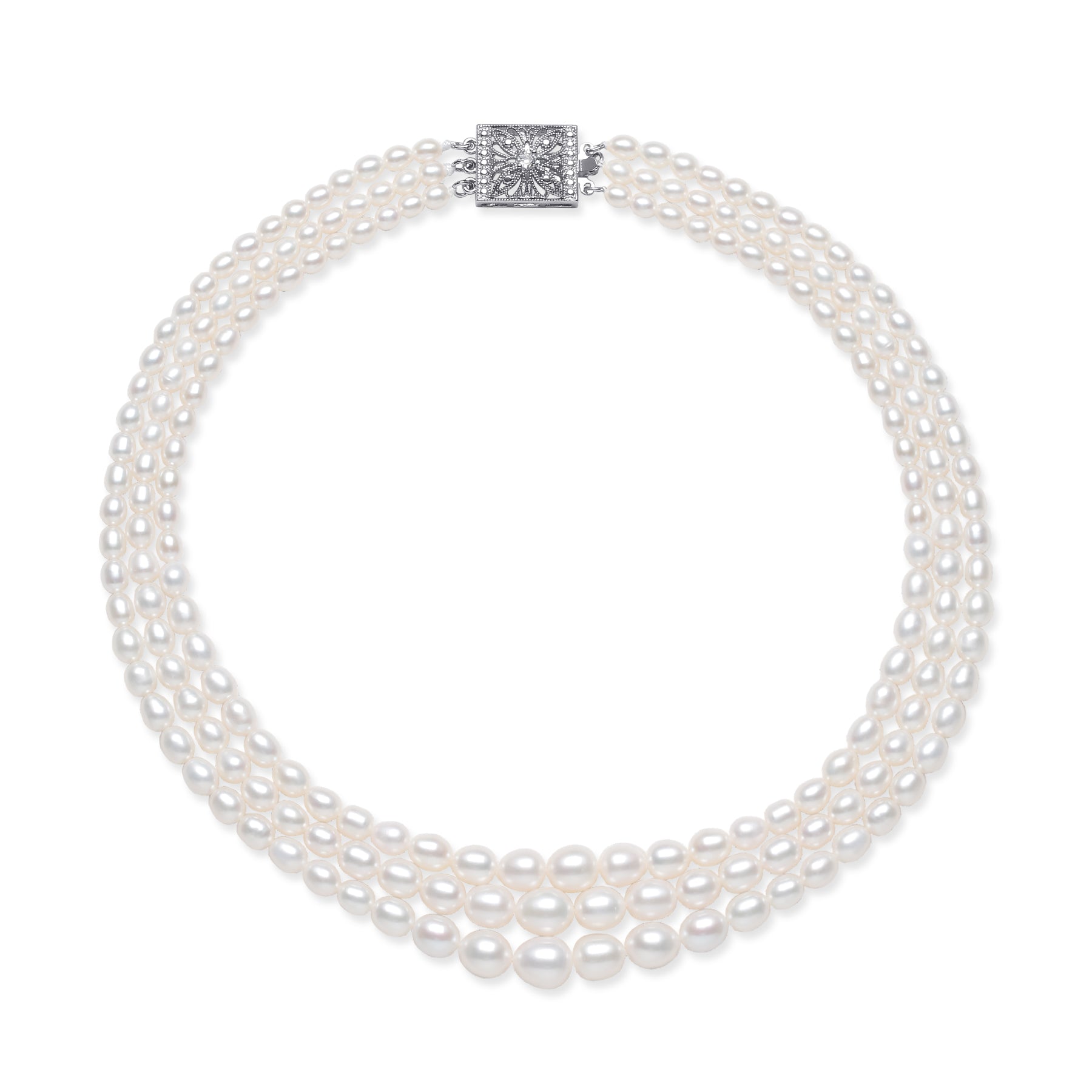 Layered Gradient Rice Pearl Necklace