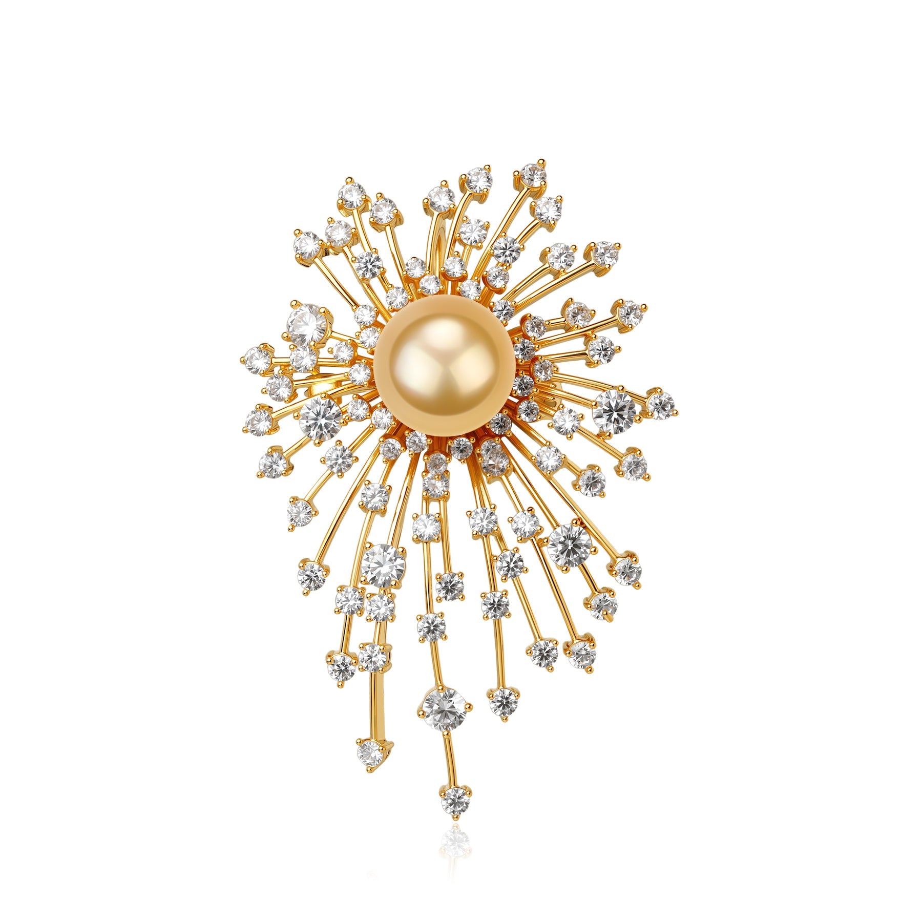 Golden South Sea Pearl Fireworks Brooch