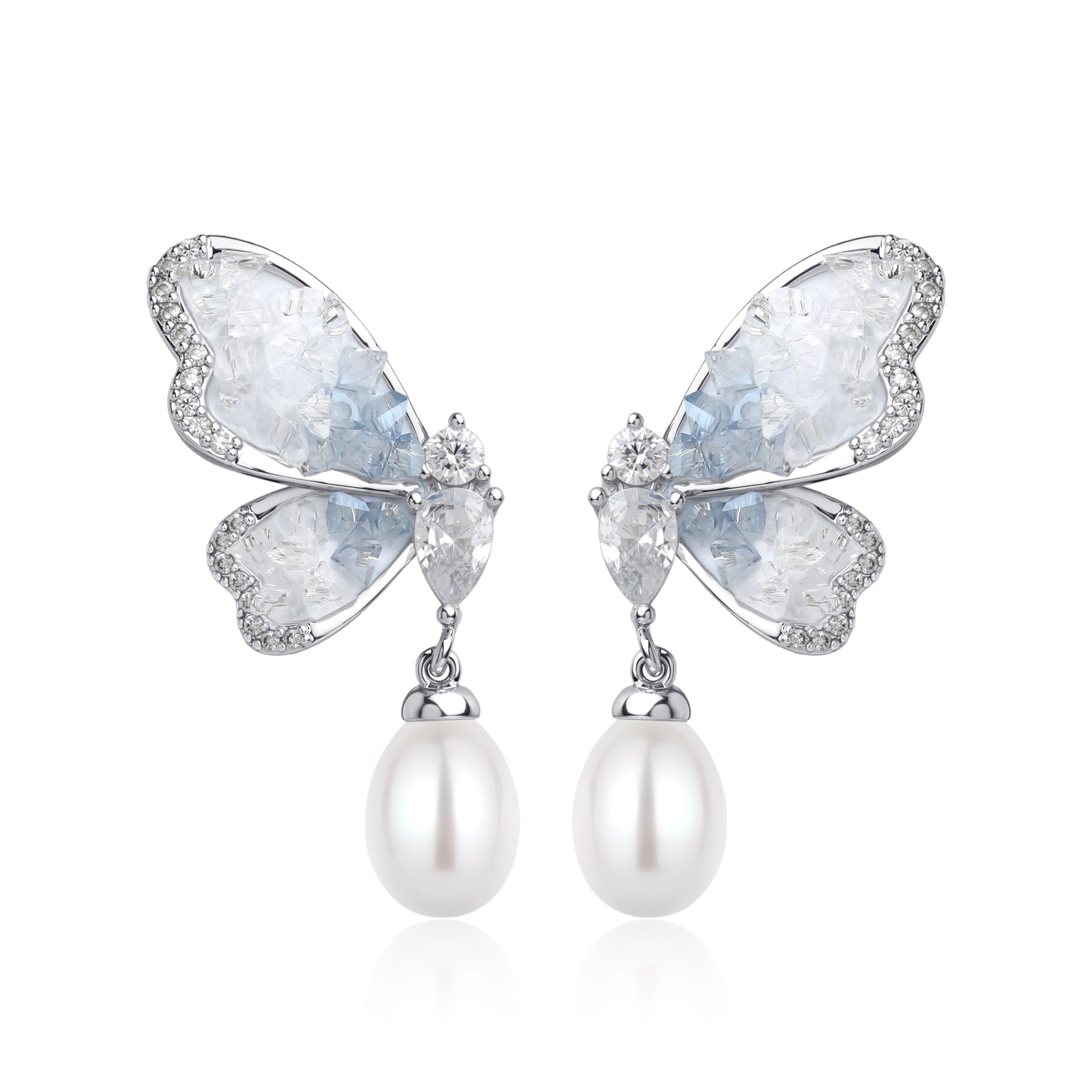 Butterfly Oval Pearl Earrings