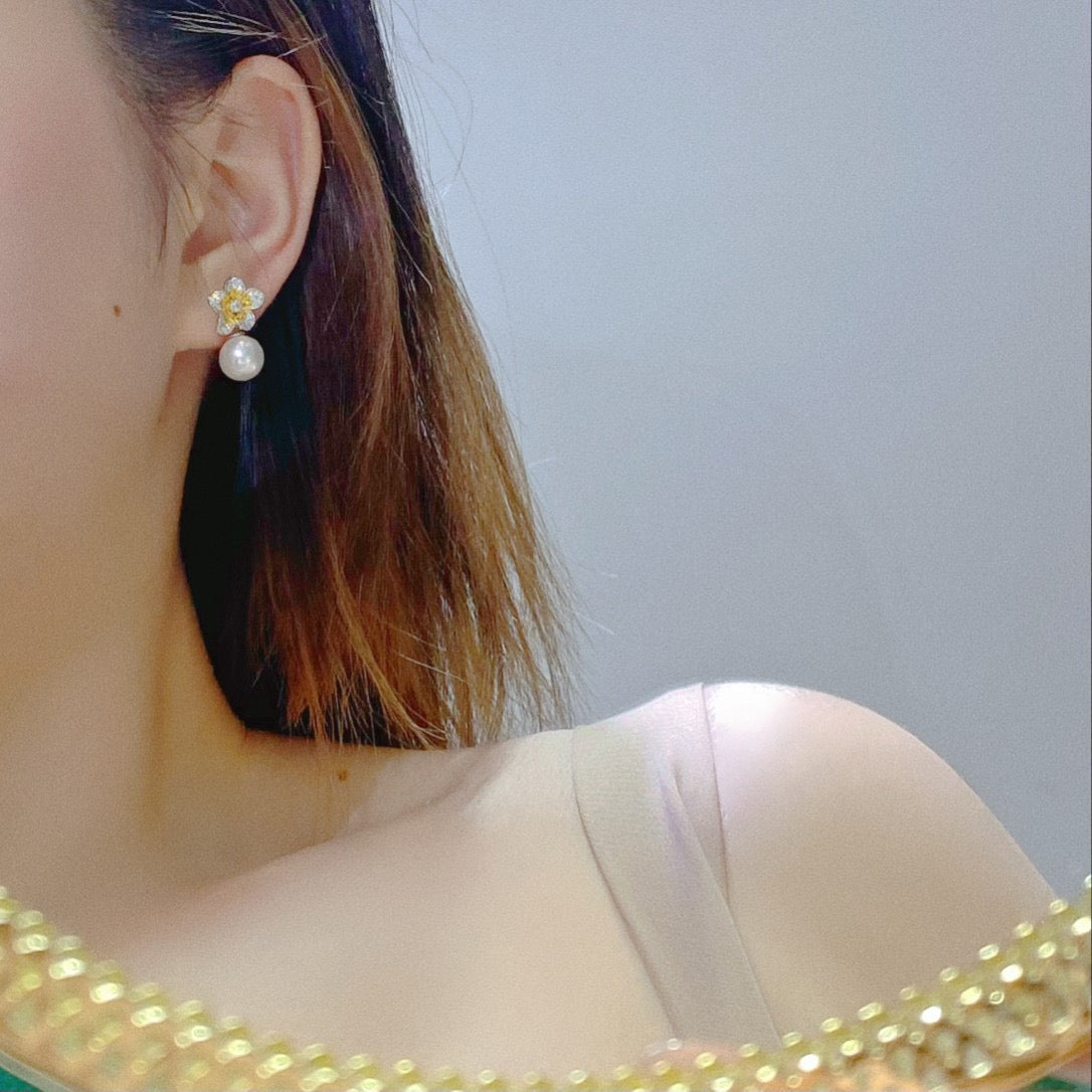 Flower Freshwater Pearl Earrings,Necklace,Set