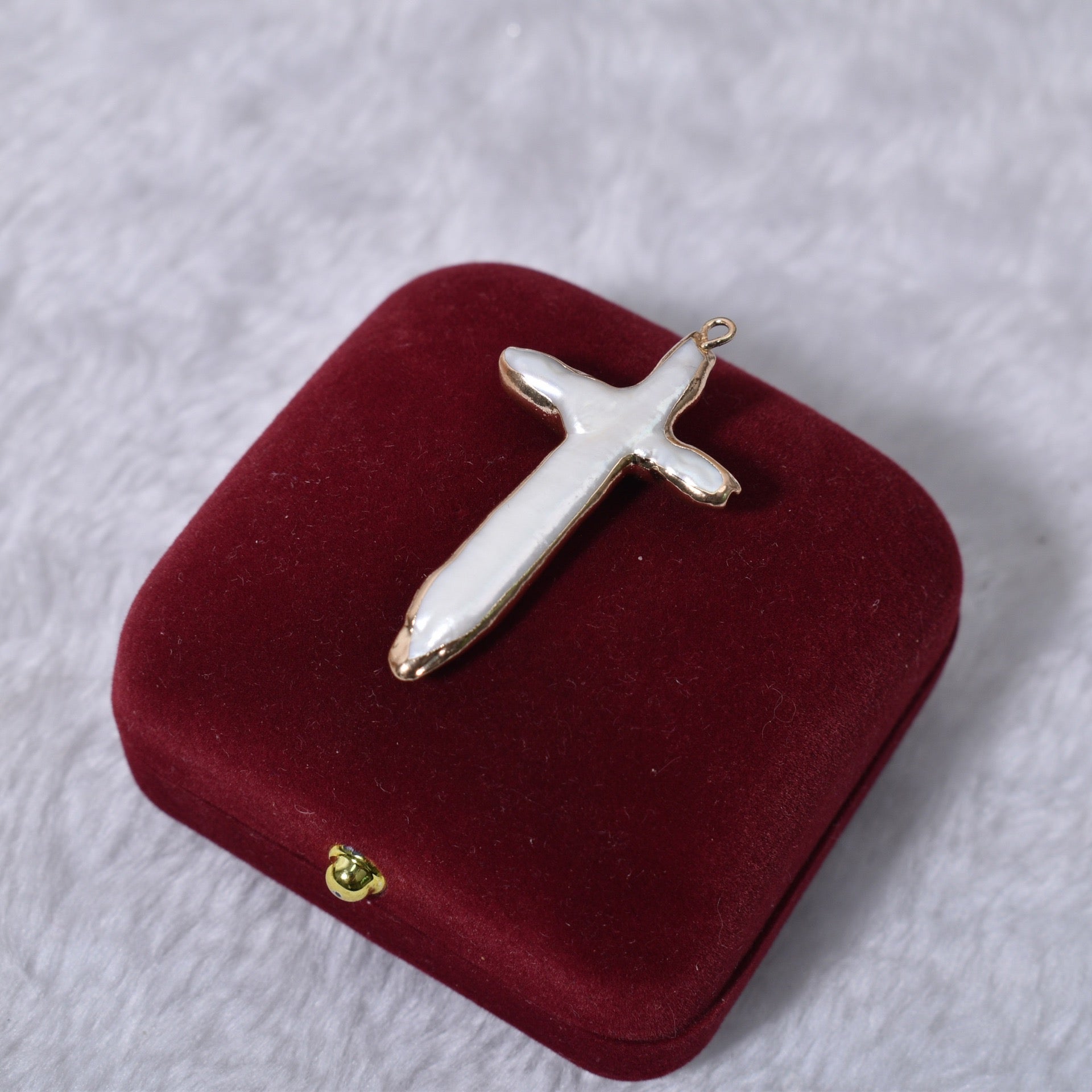Large Cross Pearl Pendant
