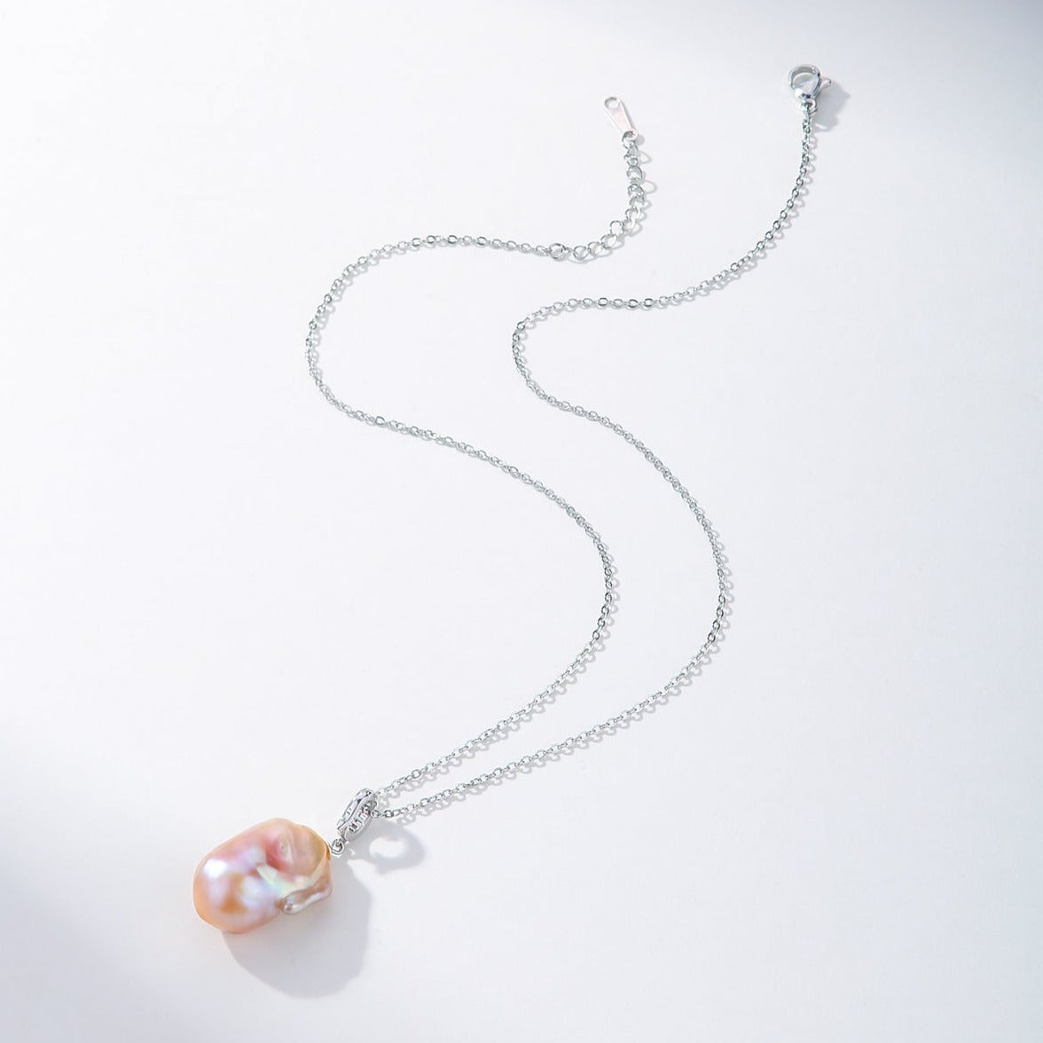Large Pink Baroque Pearl Pendant Necklace
