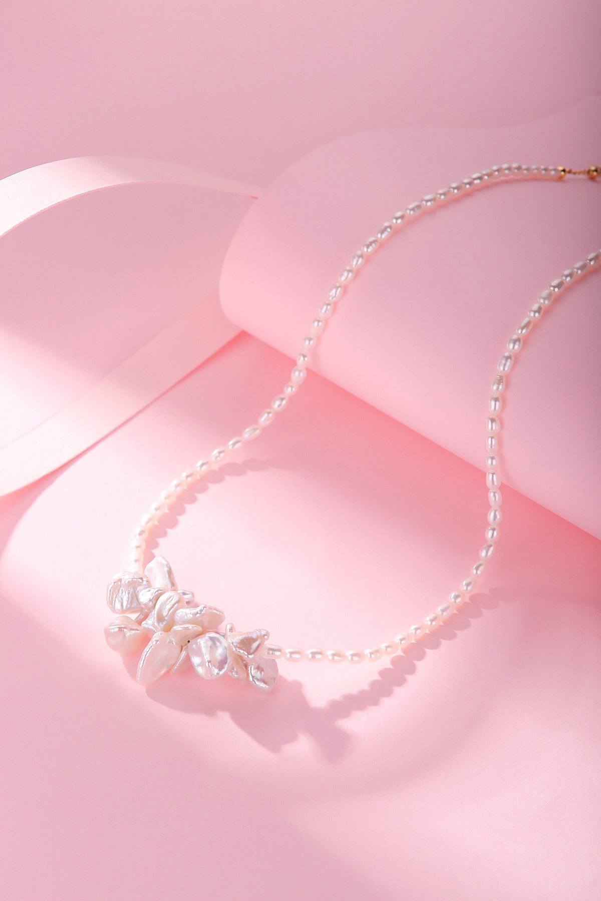 Keshi Freshwater Pearl Butterfly Pendant Collar Necklace
