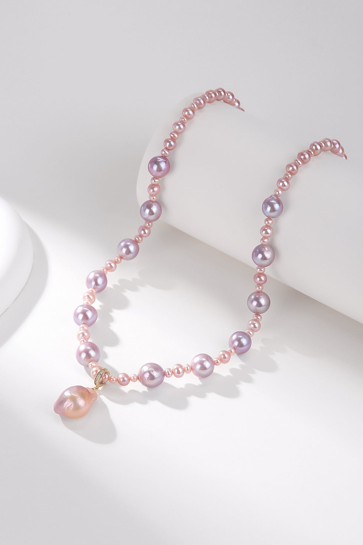 Radiant Pink to Purple Baroque Pearl Necklace