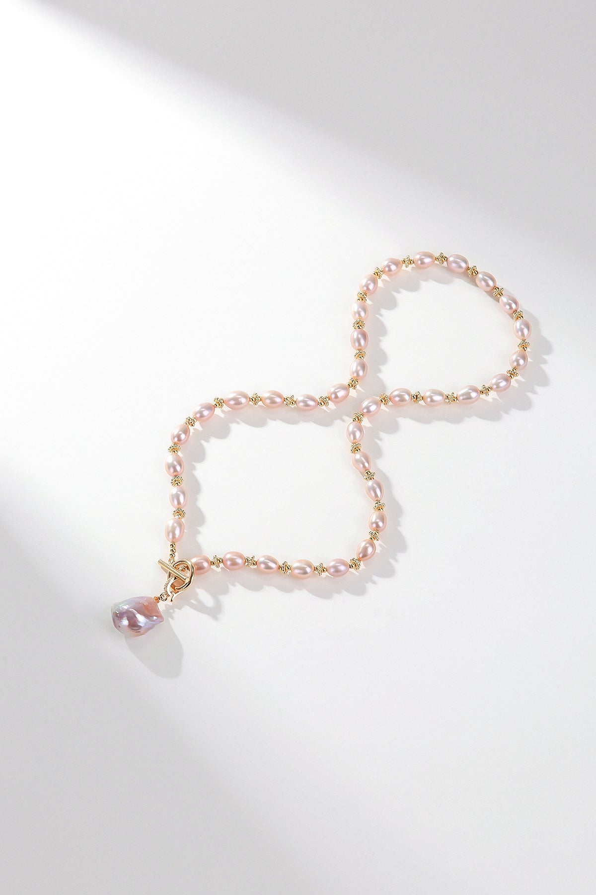 Purple Rice Pear Beads Baroque Pearl Pendant Necklace