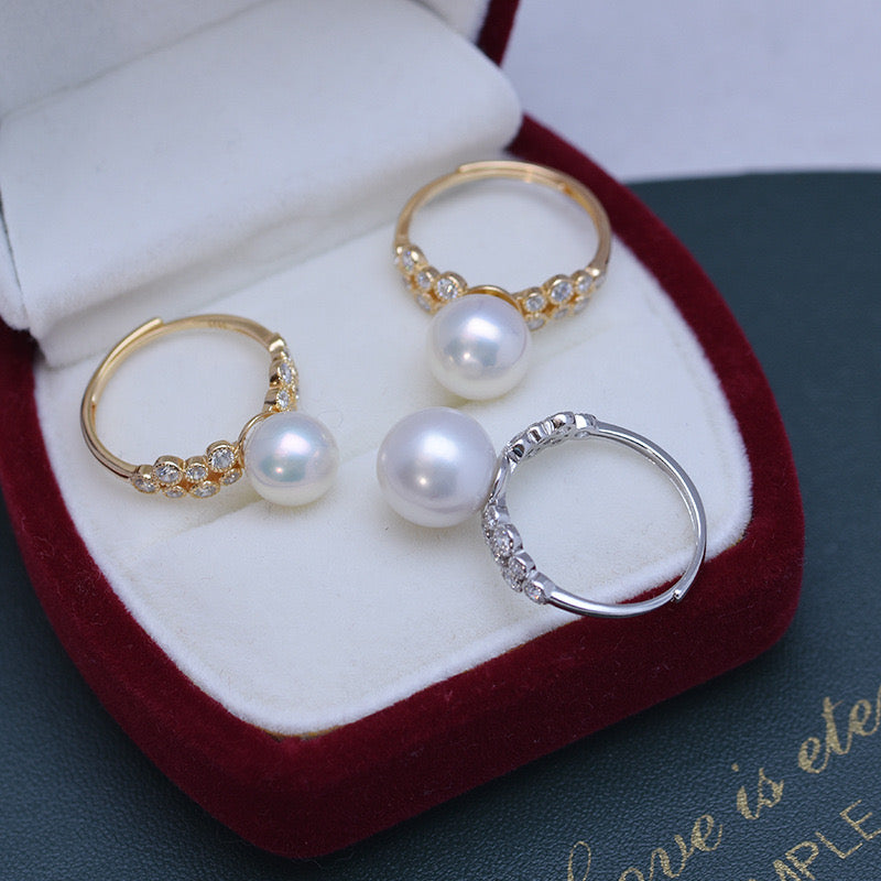 8-9mm Freshwater Pearl & Gloria CZ Ring