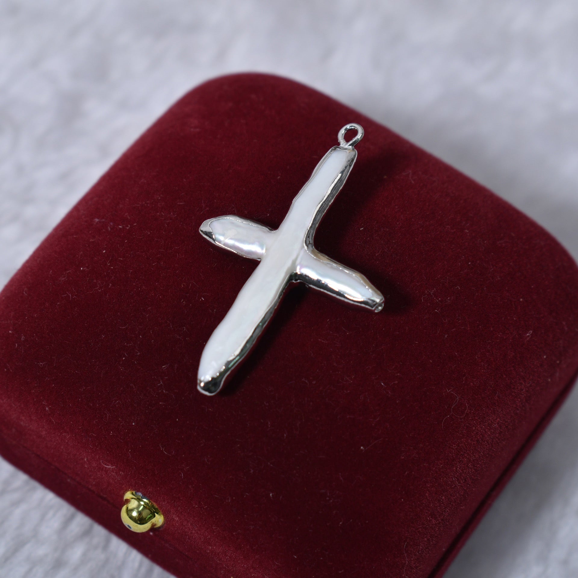 Large Cross Pearl Pendant