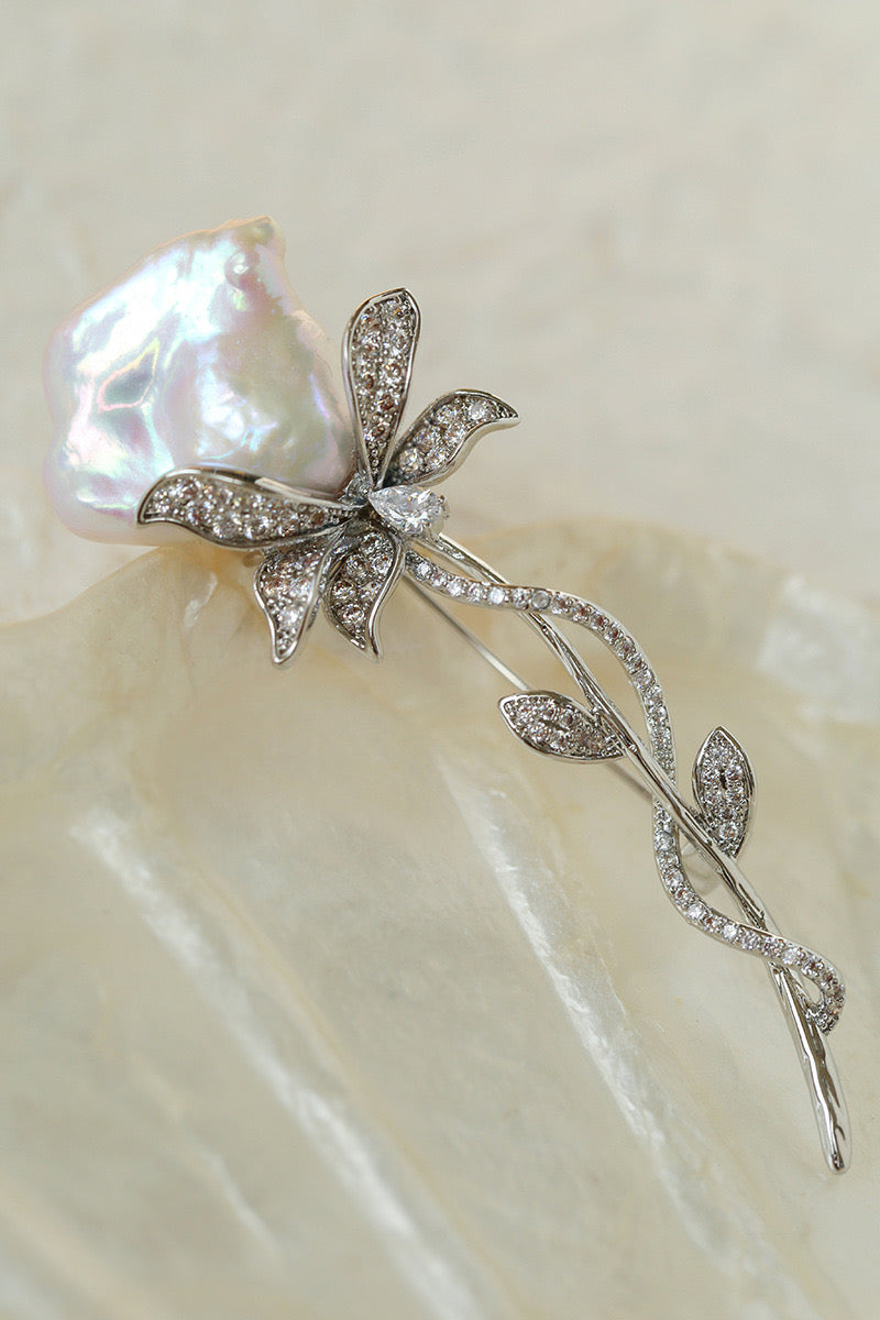 Rose Baroque Pearl Brooch