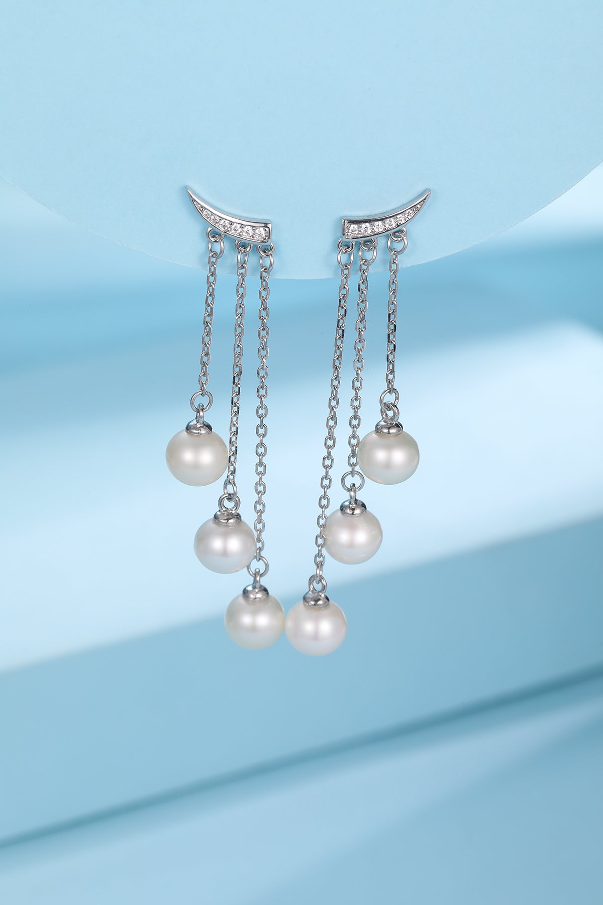 6-7mm Freshwater Pearl & Dynamic Triple Drop Earrings