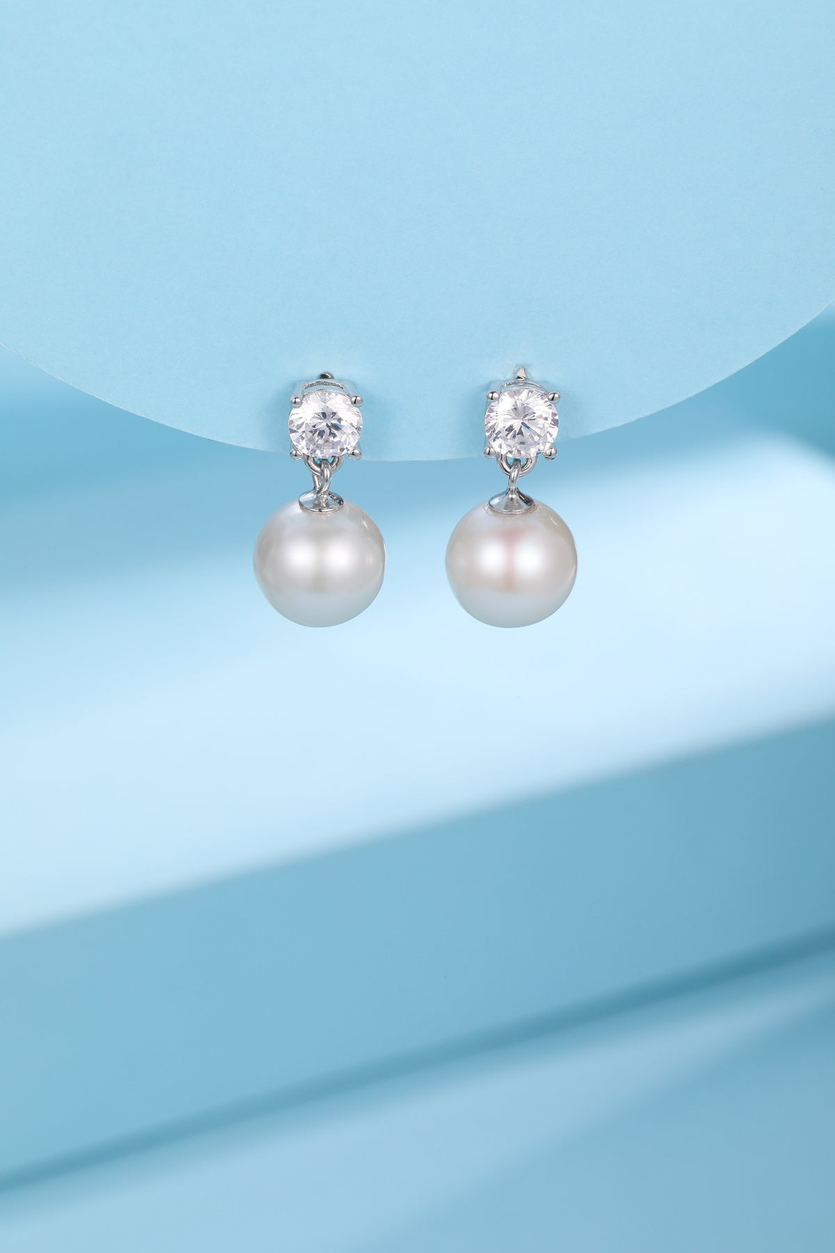 9-10mm Freshwater Pearl & Sasha Drop Large Zircon Earrings